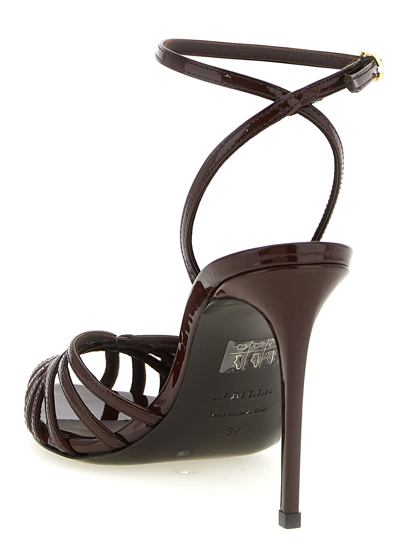 LE SILLA Brown Calfskin Stiletto Heel Sandals