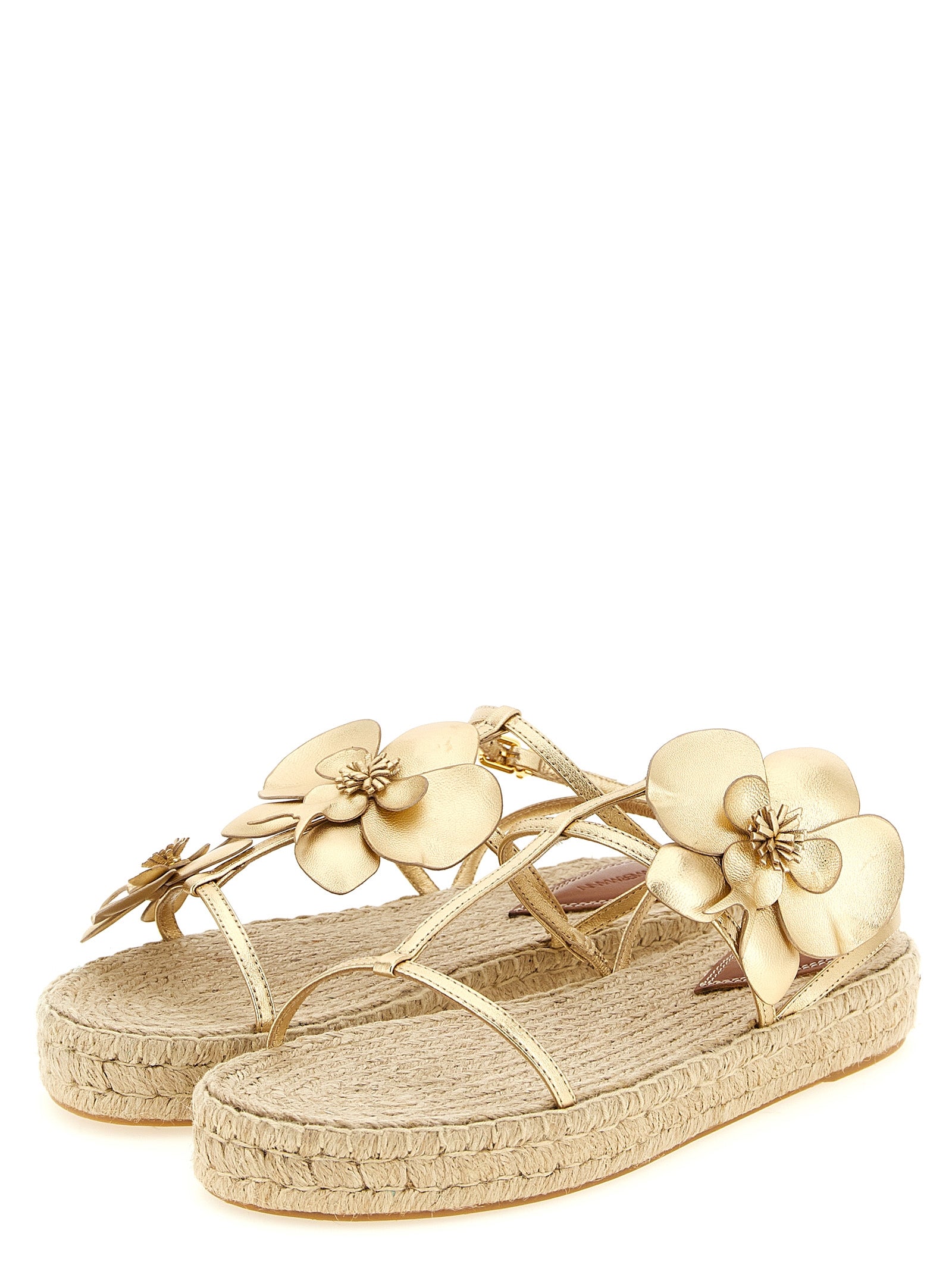 Zimmermann Gold Leather Flat Sandals