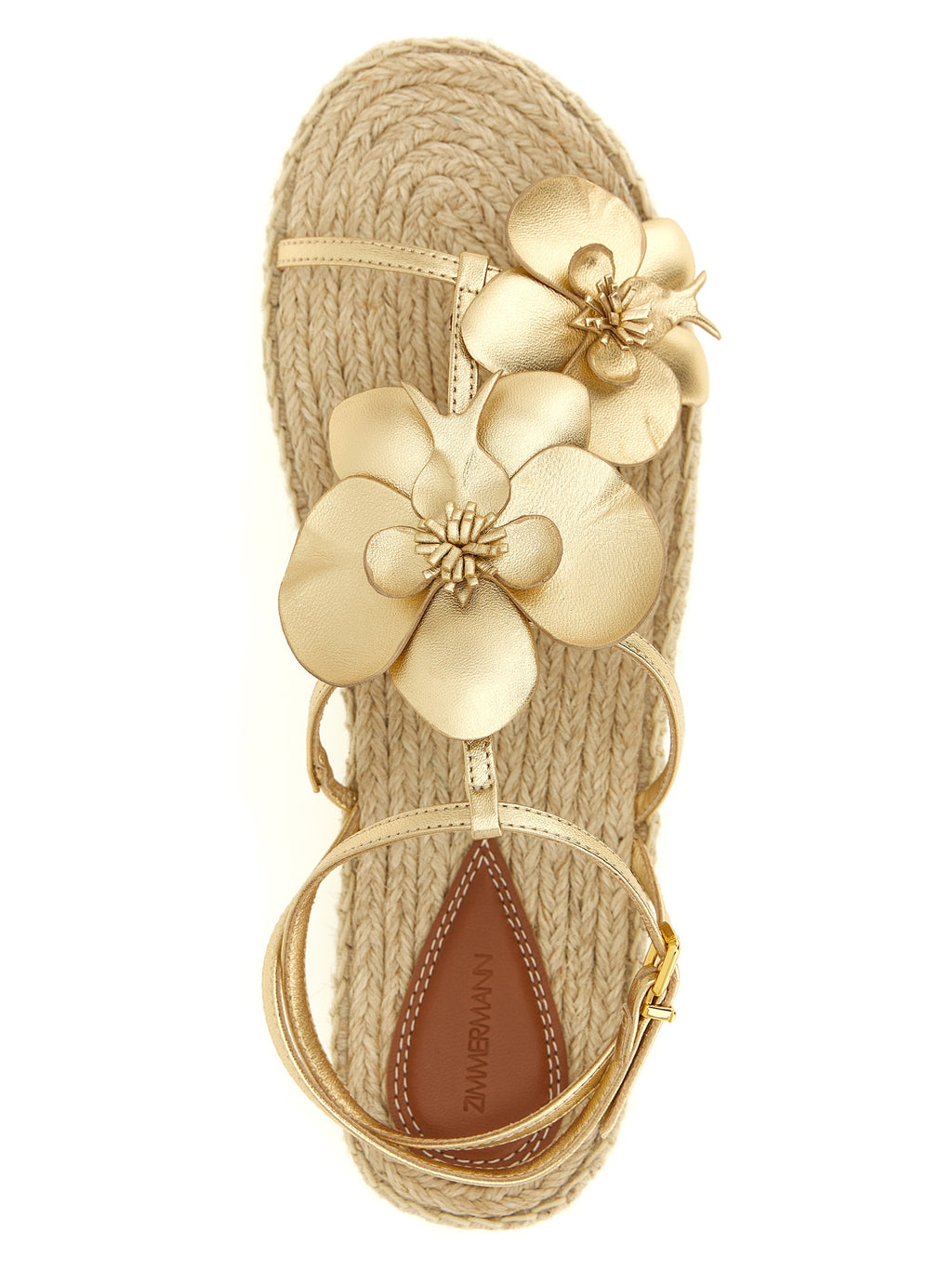 Zimmermann Gold Leather Flat Sandals