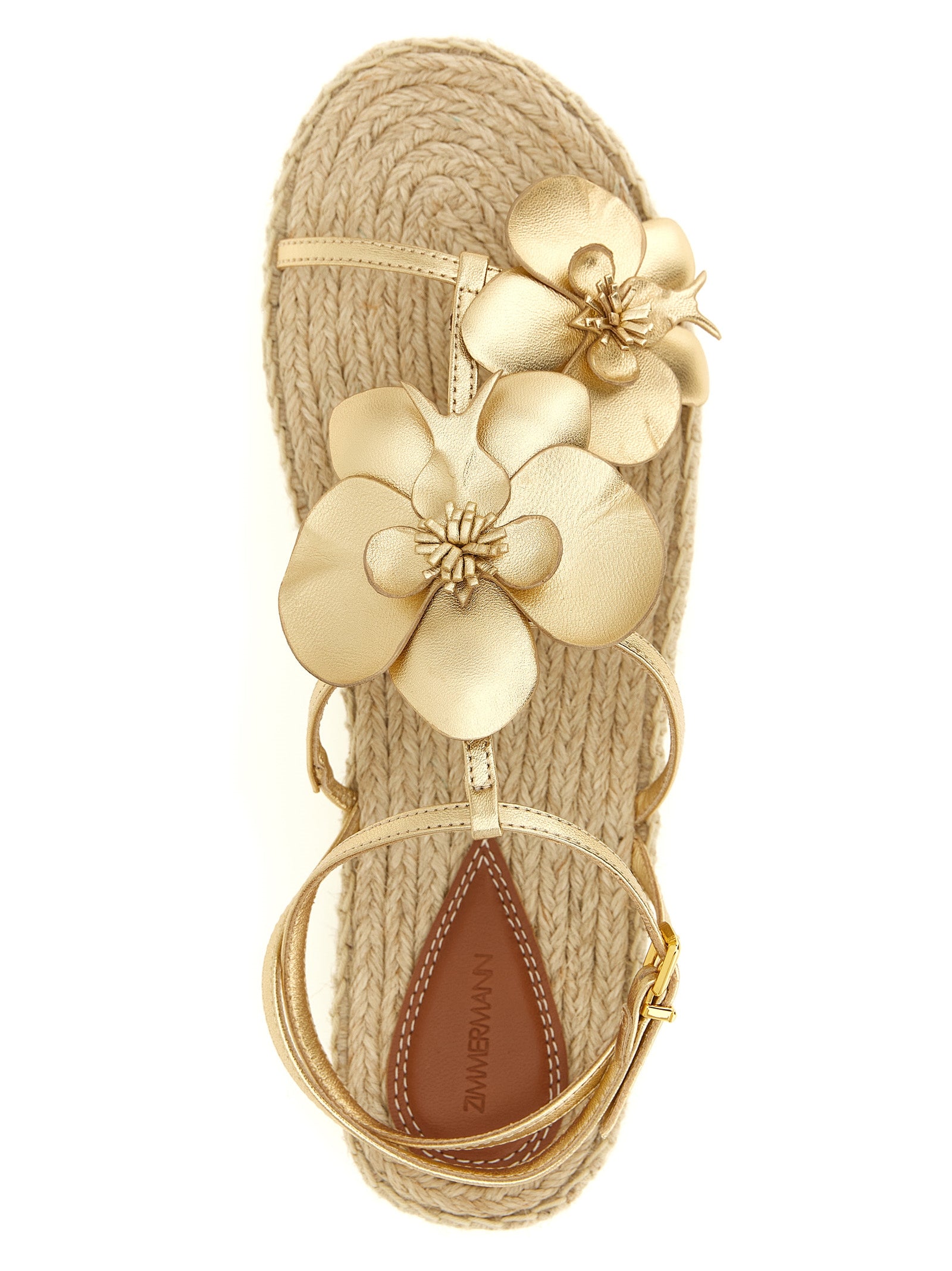 Zimmermann Gold Leather Flat Sandals