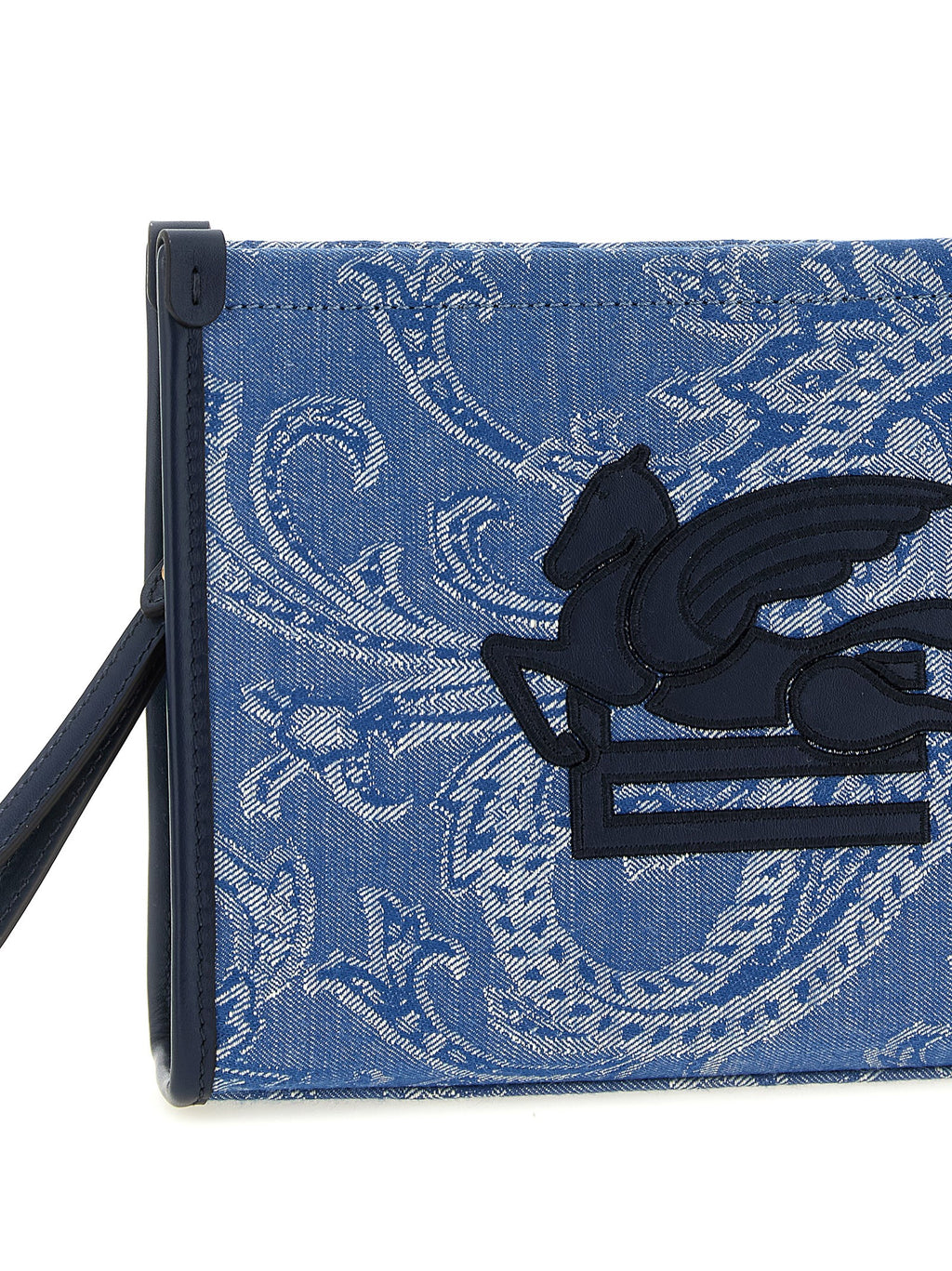 Etro Blue Cotton Clutch Bag