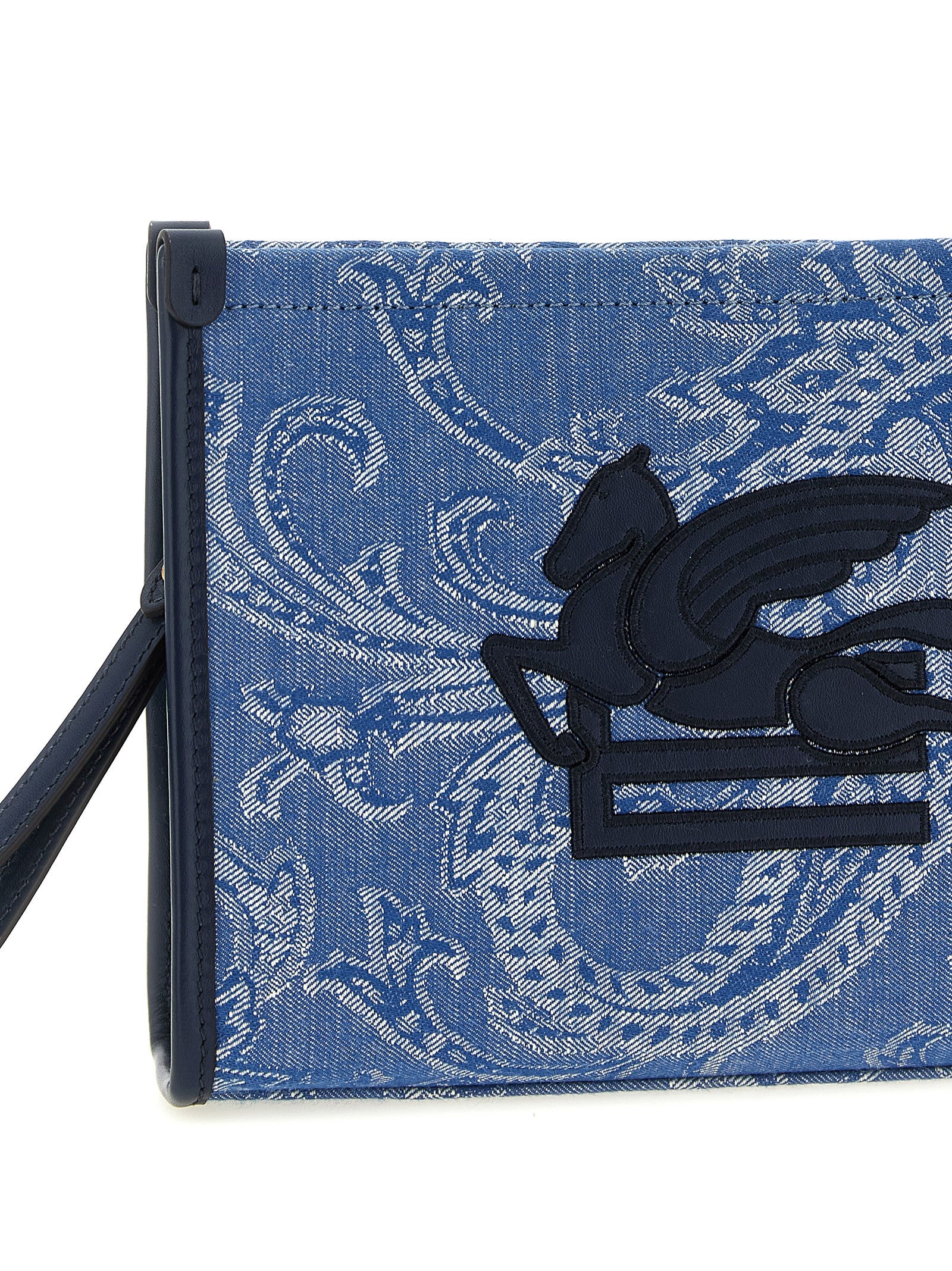 Etro Blue Cotton Clutch Bag