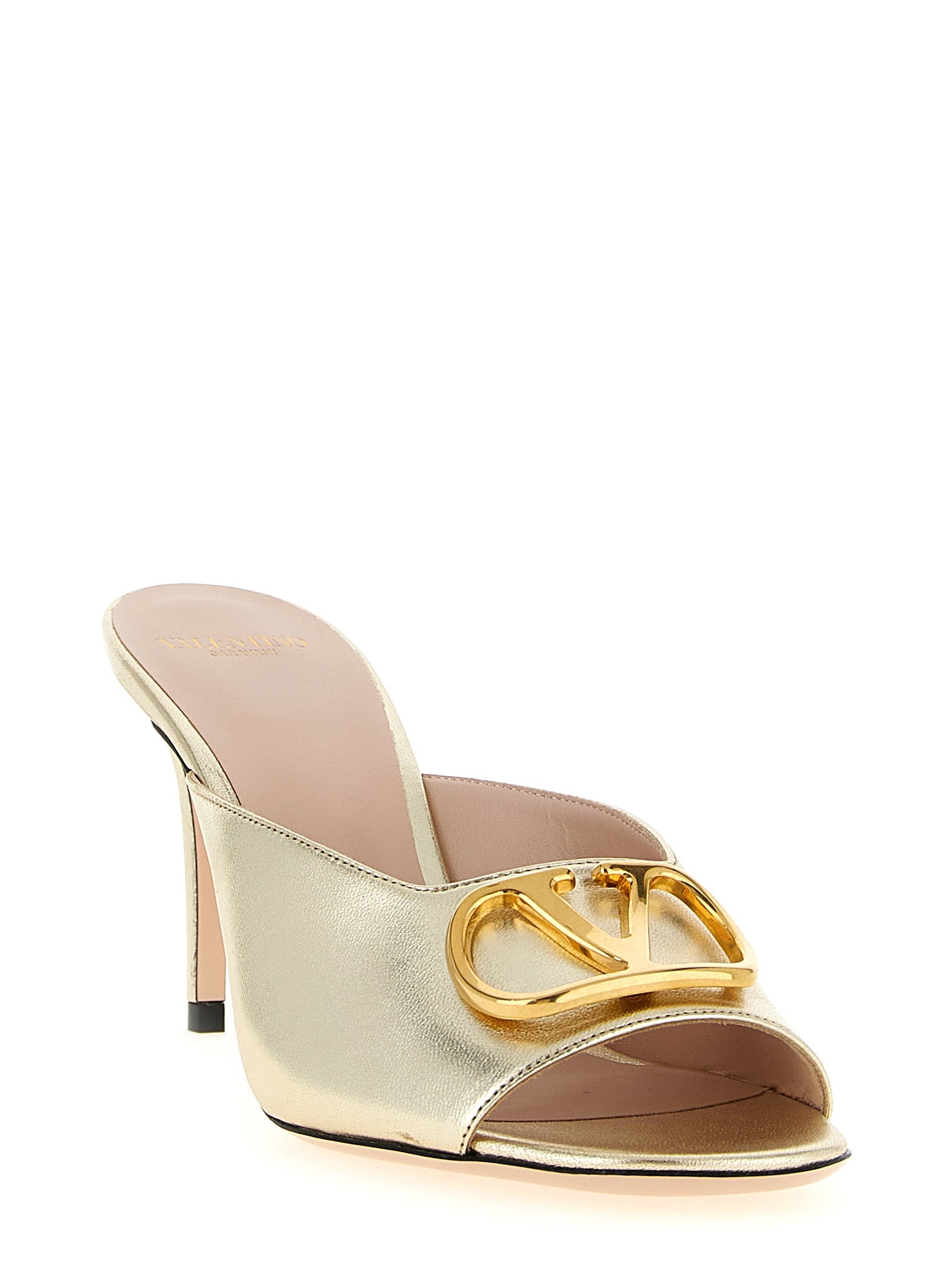 Valentino Garavani Gold Goatskin Stiletto Heel Sandals