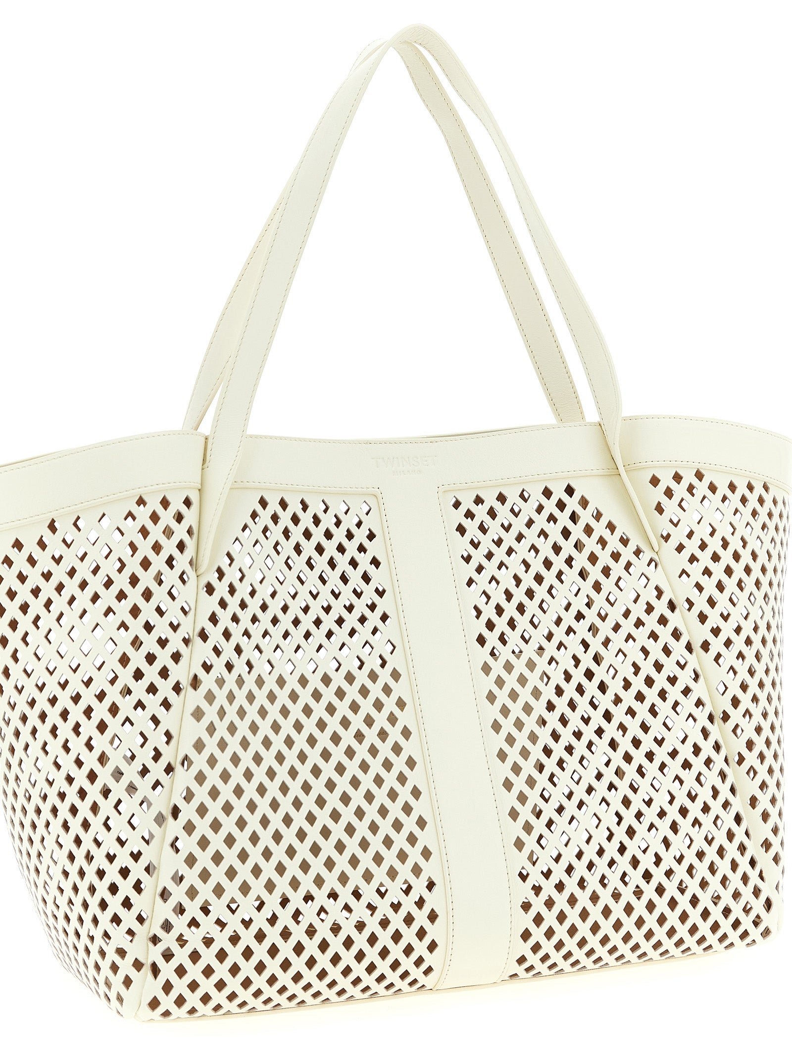 Twinset White Leather Tote Bag