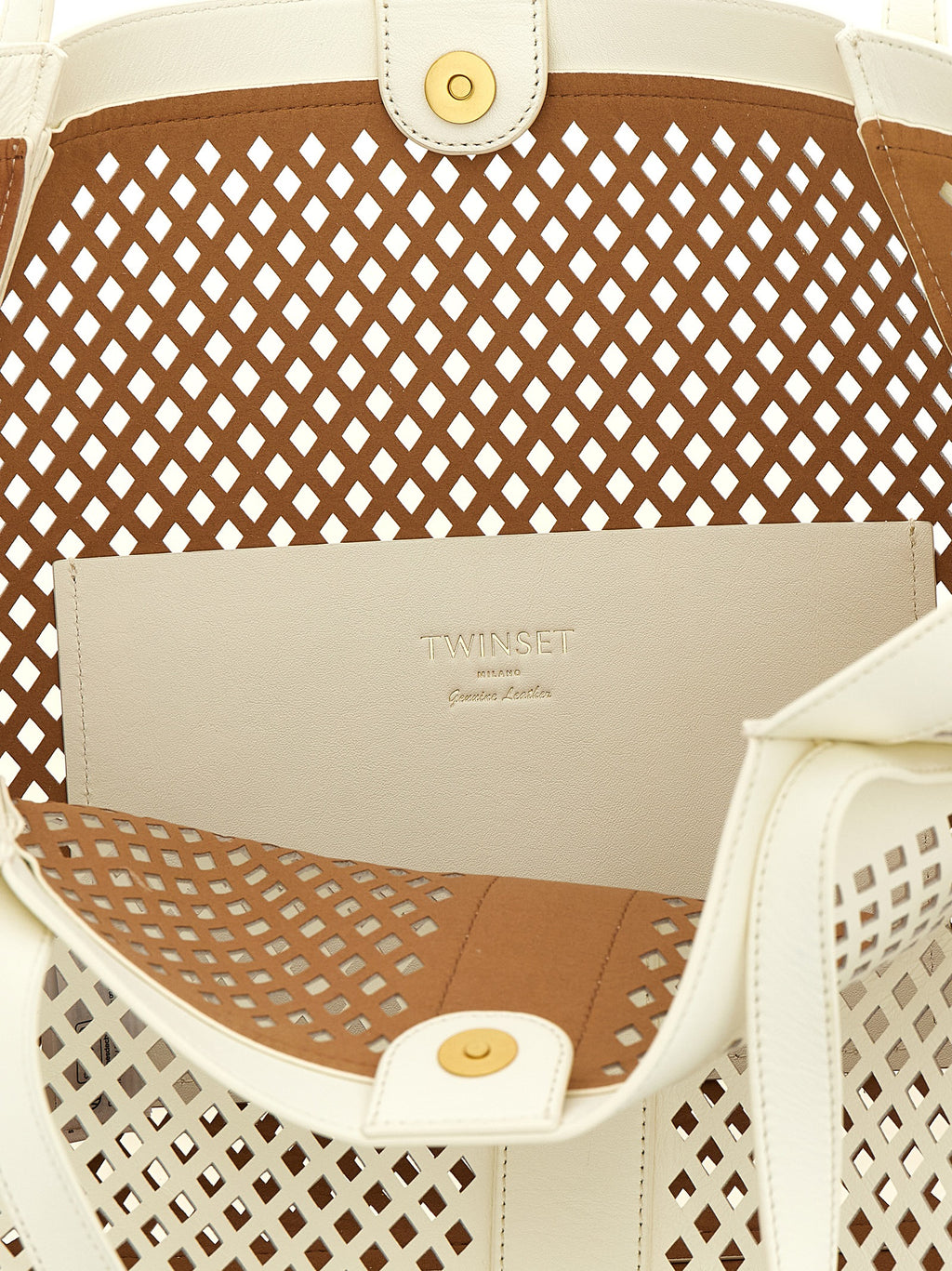 Twinset White Leather Tote Bag