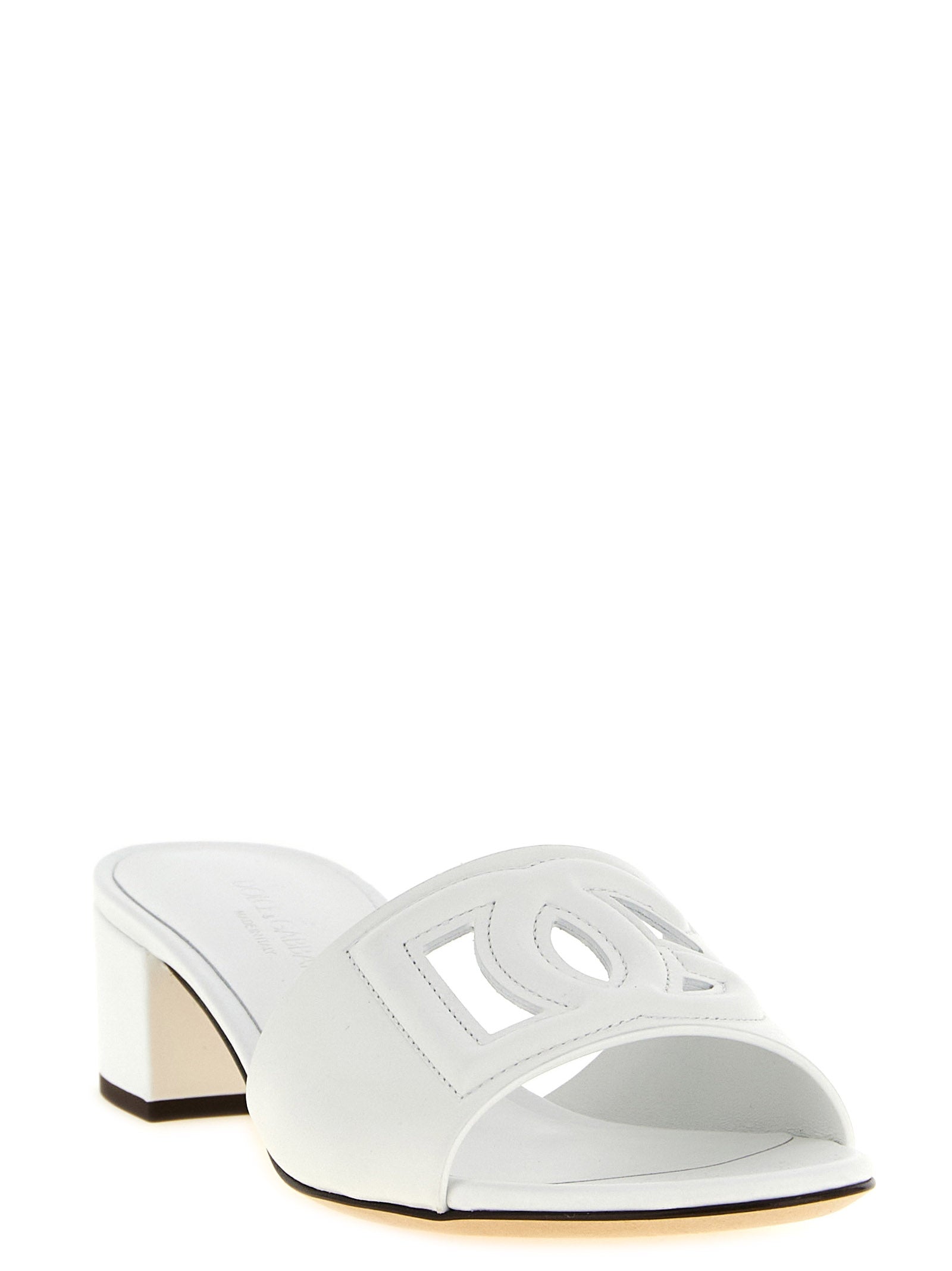 Dolce & Gabbana White Calfskin Platform Sandals