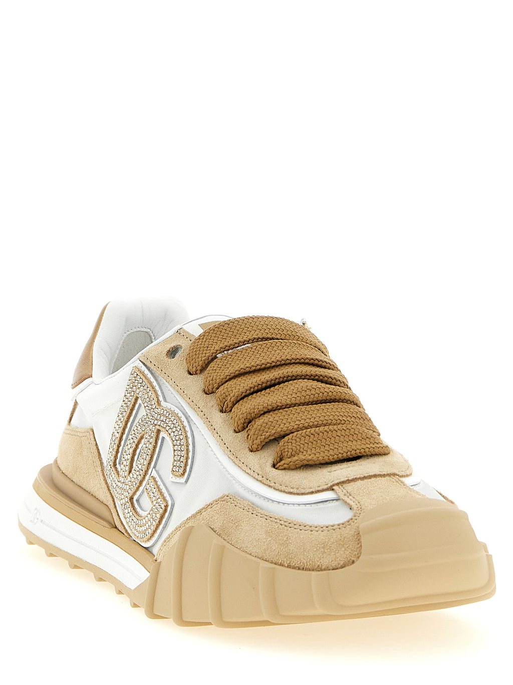 Dolce & Gabbana Beige Calfskin Athletic Sneakers