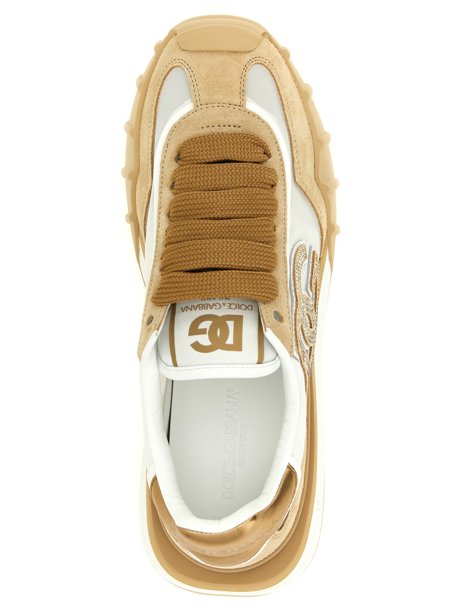 Dolce & Gabbana Beige Calfskin Athletic Sneakers