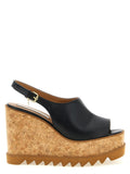 Stella McCartney Black Polyurethane Wedge Sandals