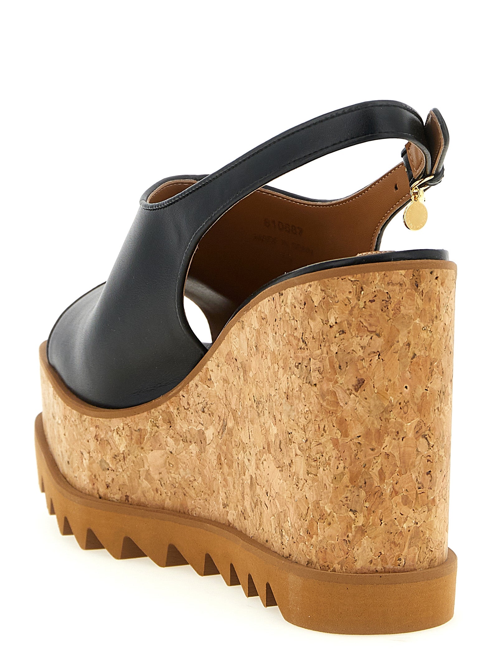Stella McCartney Black Polyurethane Wedge Sandals