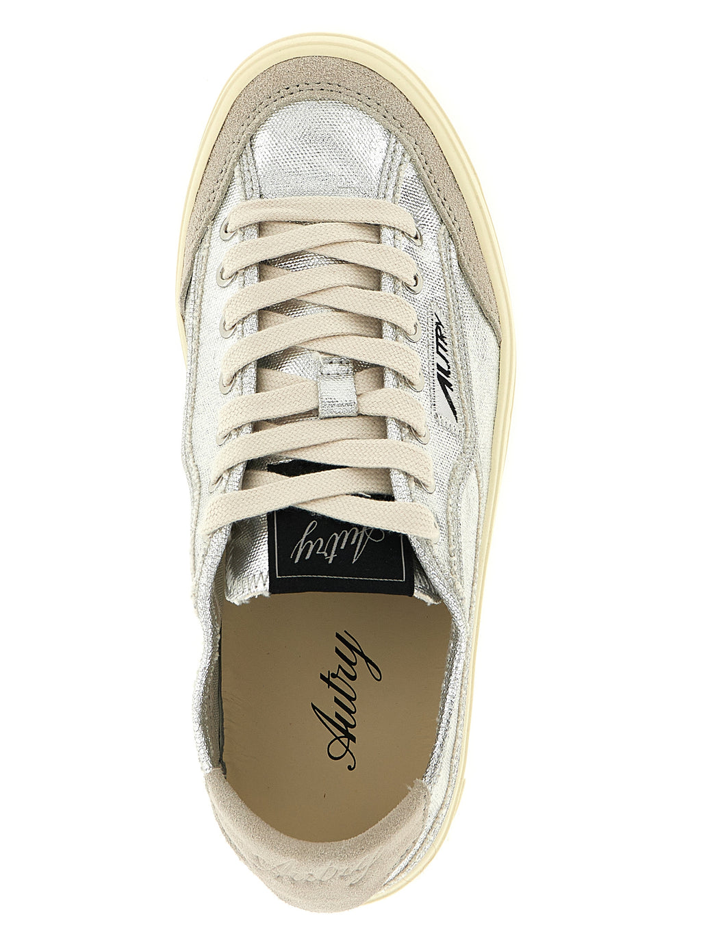 Autry Silver Canvas Low Top Sneakers