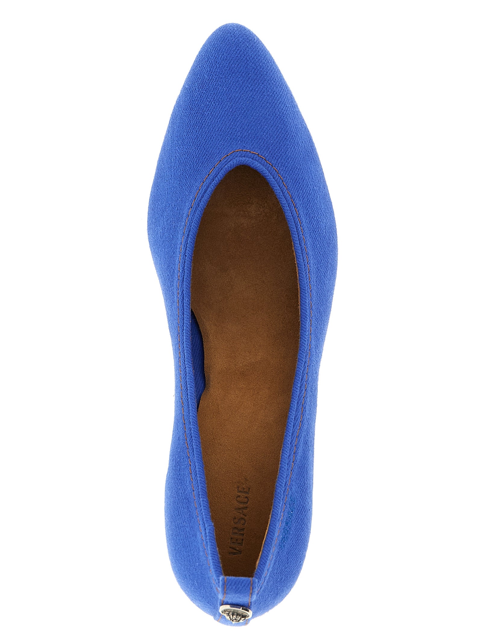 Versace Blue Cotton Mid Heel Pumps
