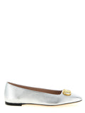 Valentino Garavani Silver Lamb Leather Ballet Flats