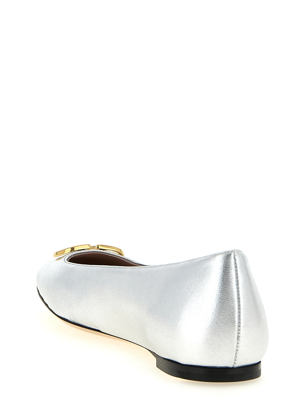 Valentino Garavani Silver Lamb Leather Ballet Flats