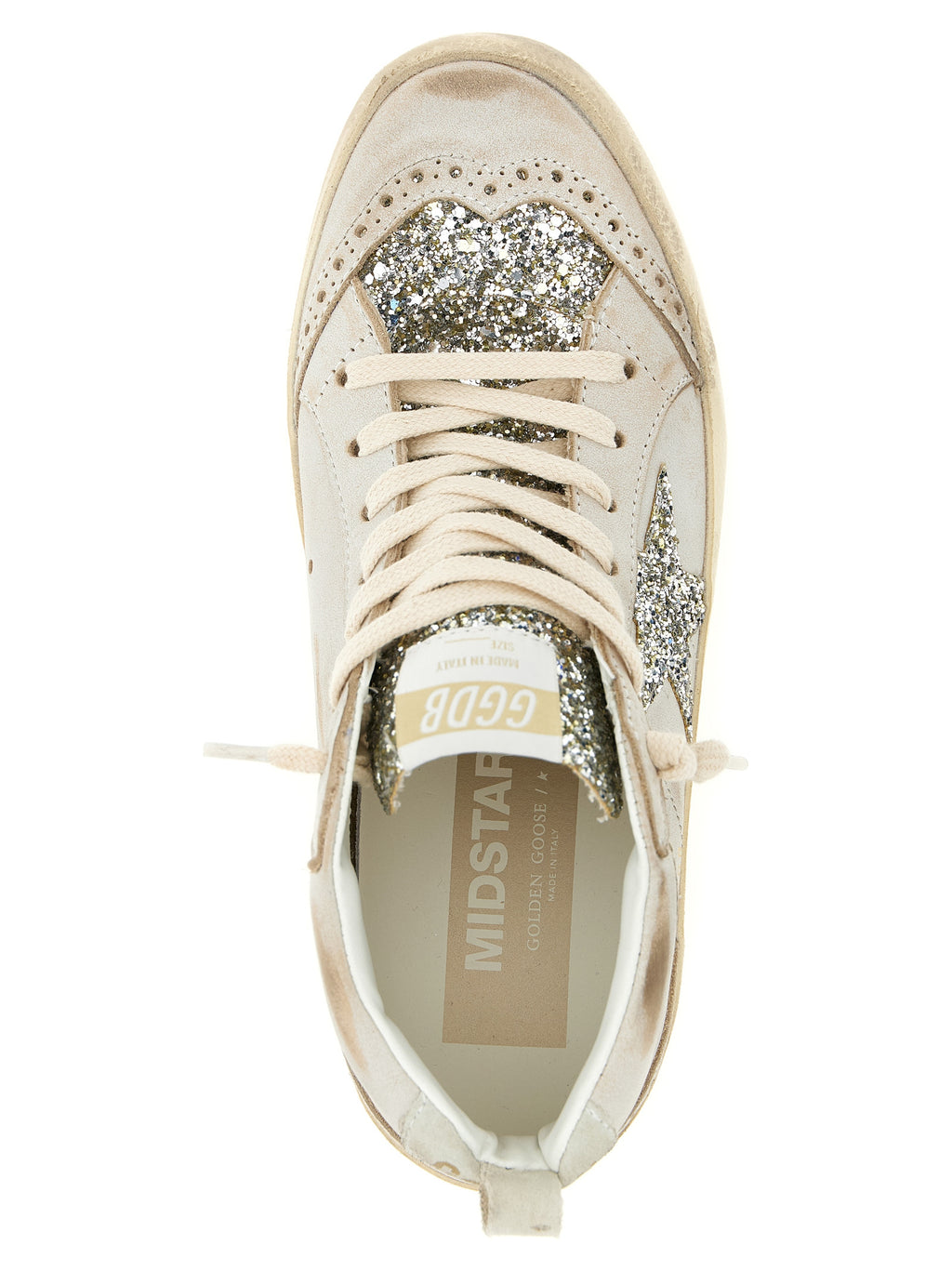 Golden Goose Beige Leather High Top Sneakers