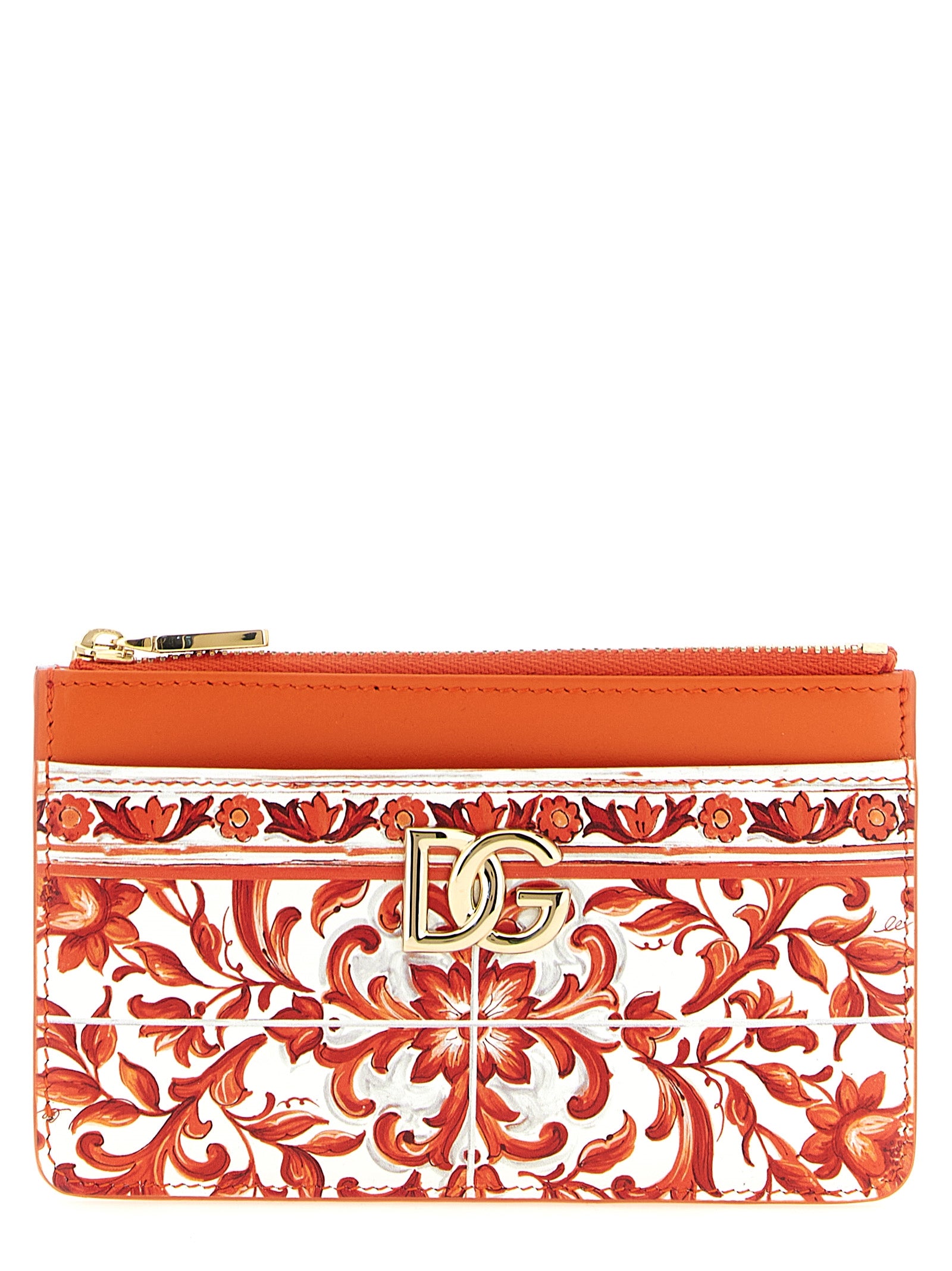 Dolce & Gabbana Orange Calfskin Cardholder