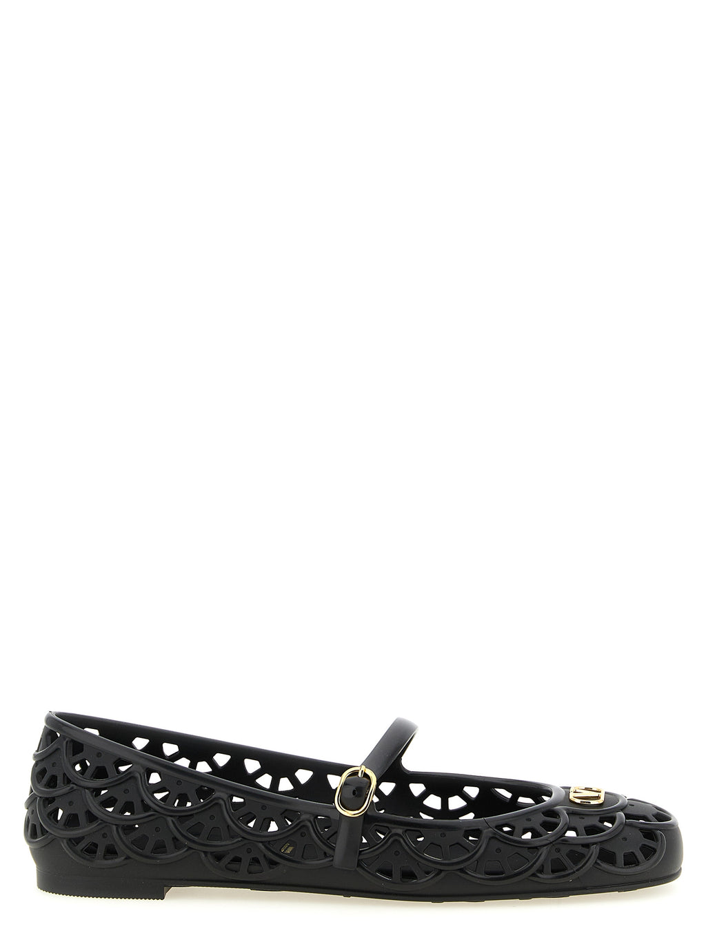 Valentino Garavani Black Polyvinyl Ballet Flats