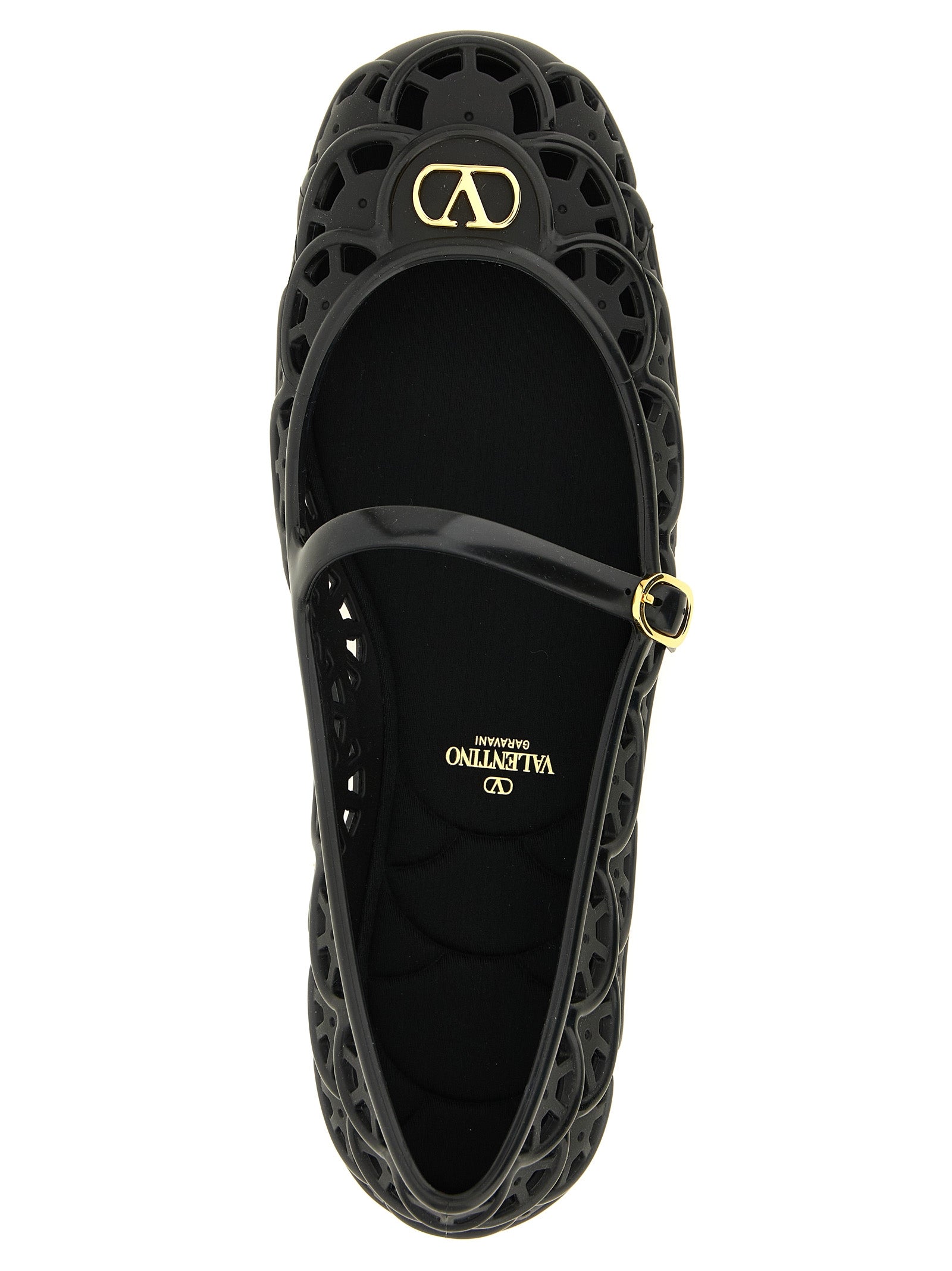 Valentino Garavani Black Polyvinyl Ballet Flats