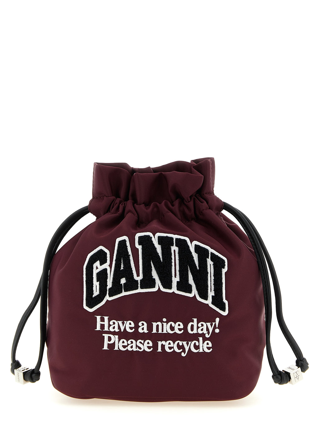 Ganni Bordeaux Recycled Polyamide Clutch Bag