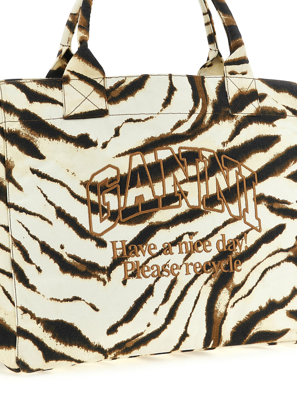 Ganni Beige Recycled Cotton Tote Bag