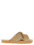 Jimmy Choo Gold Textile Slides