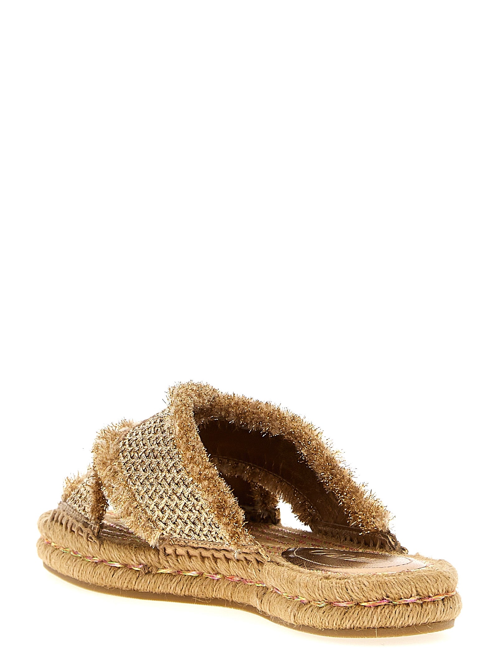 Jimmy Choo Gold Textile Slides