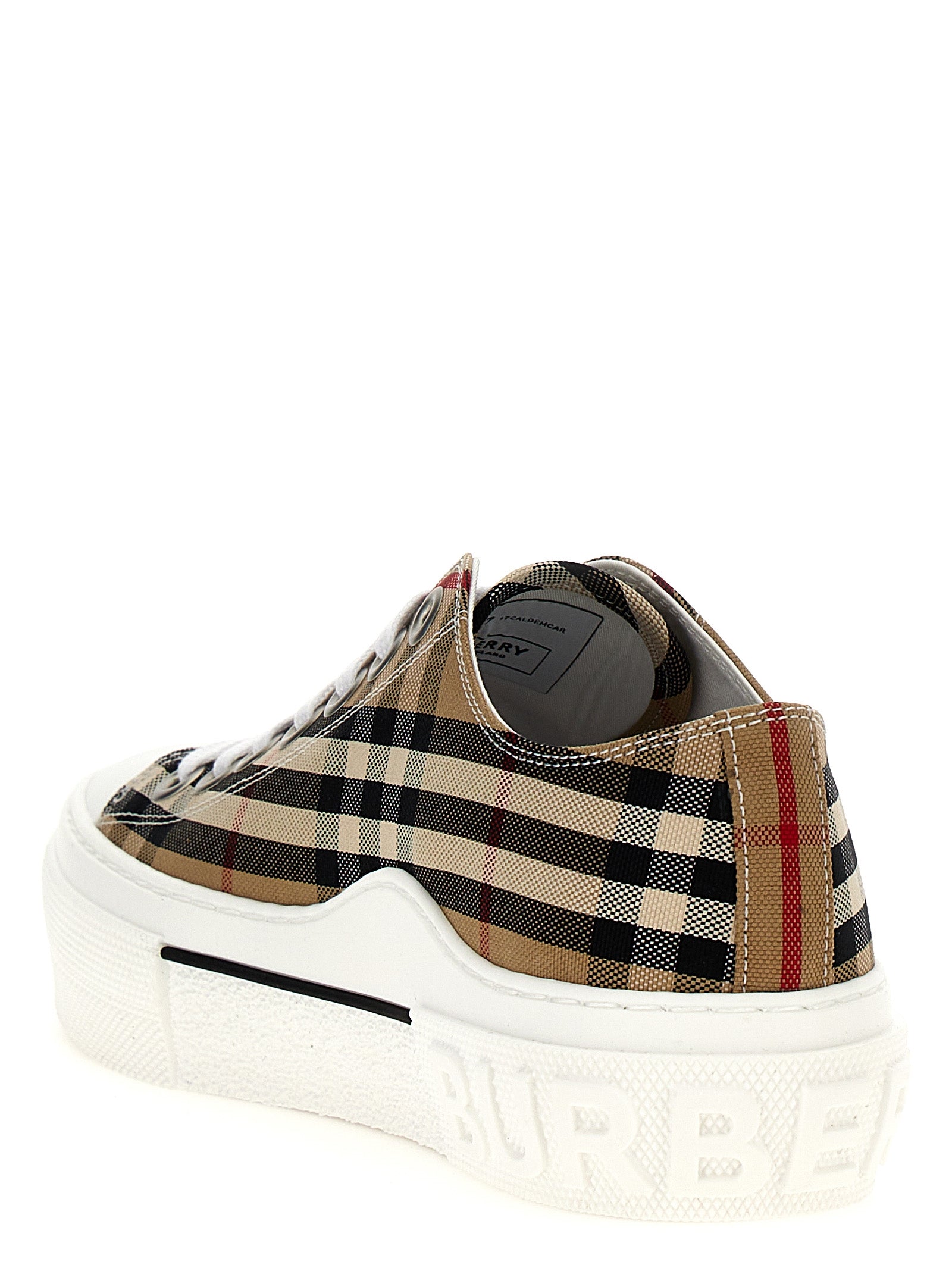 Burberry Beige Cotton Low Top Sneakers