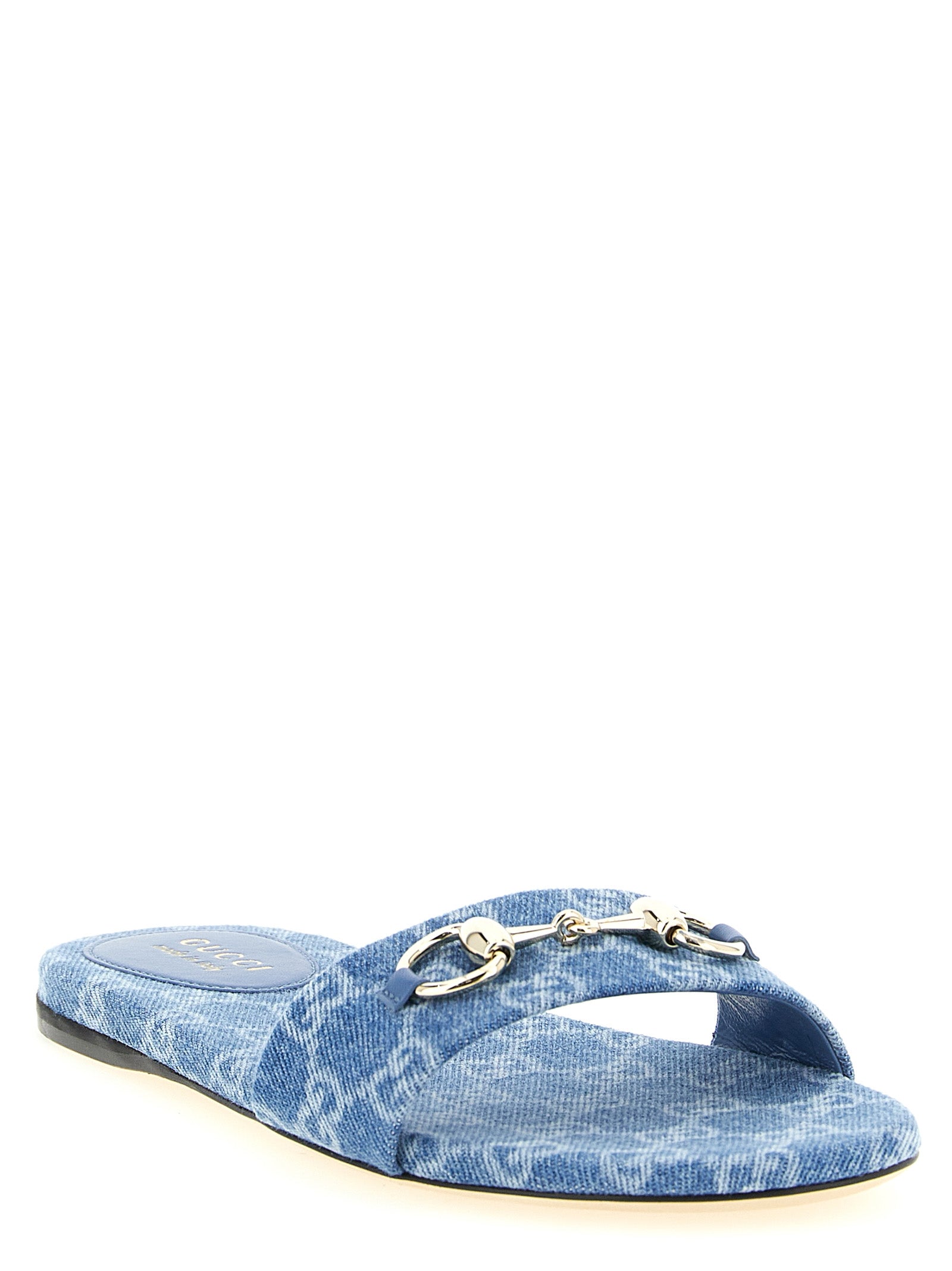 Gucci Blue Cotton Slides