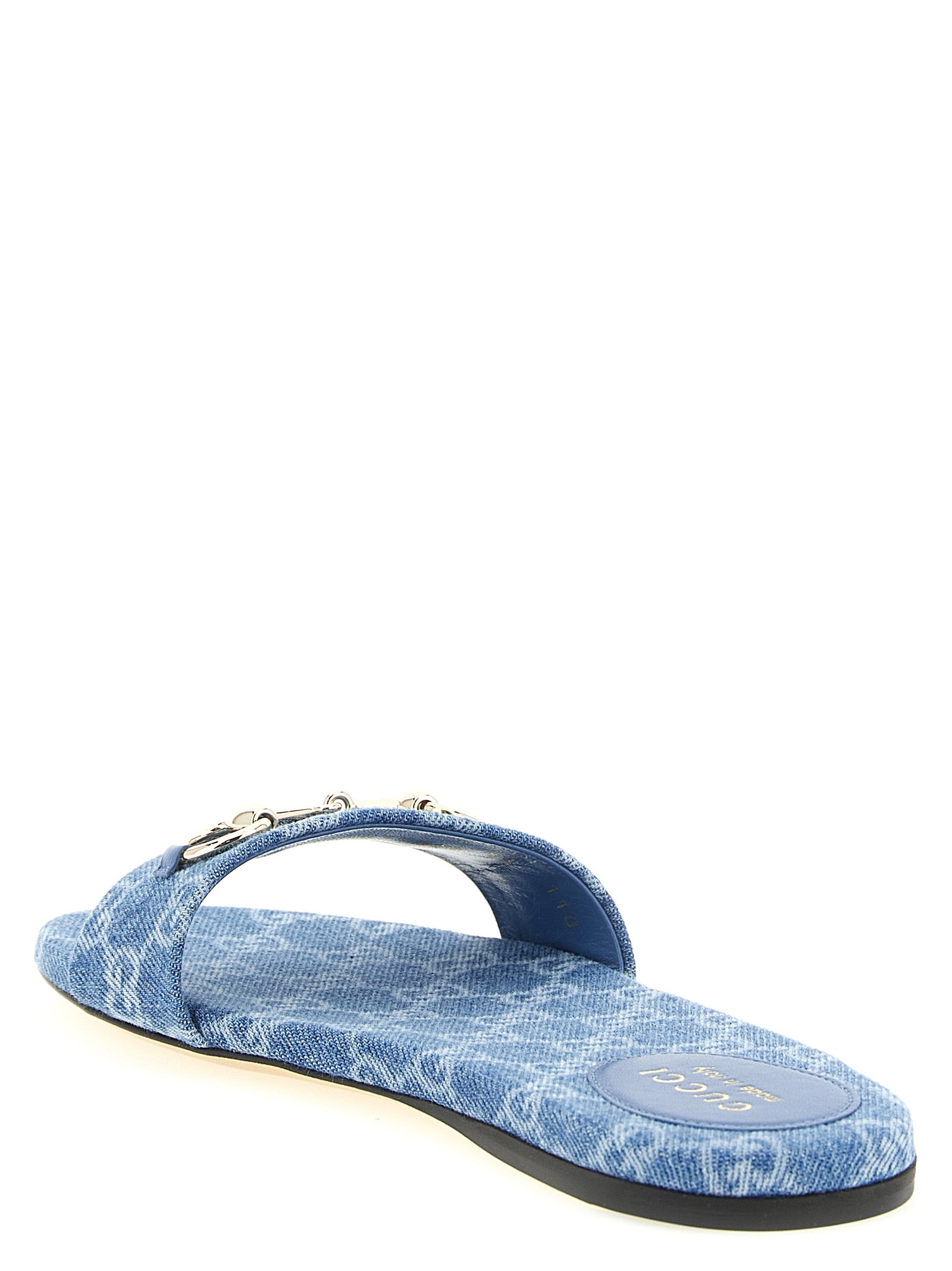 Gucci Blue Cotton Slides