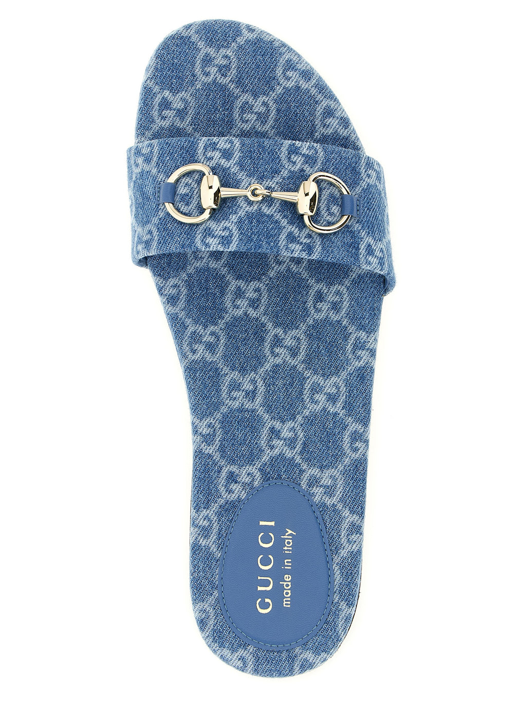 Gucci Blue Cotton Slides
