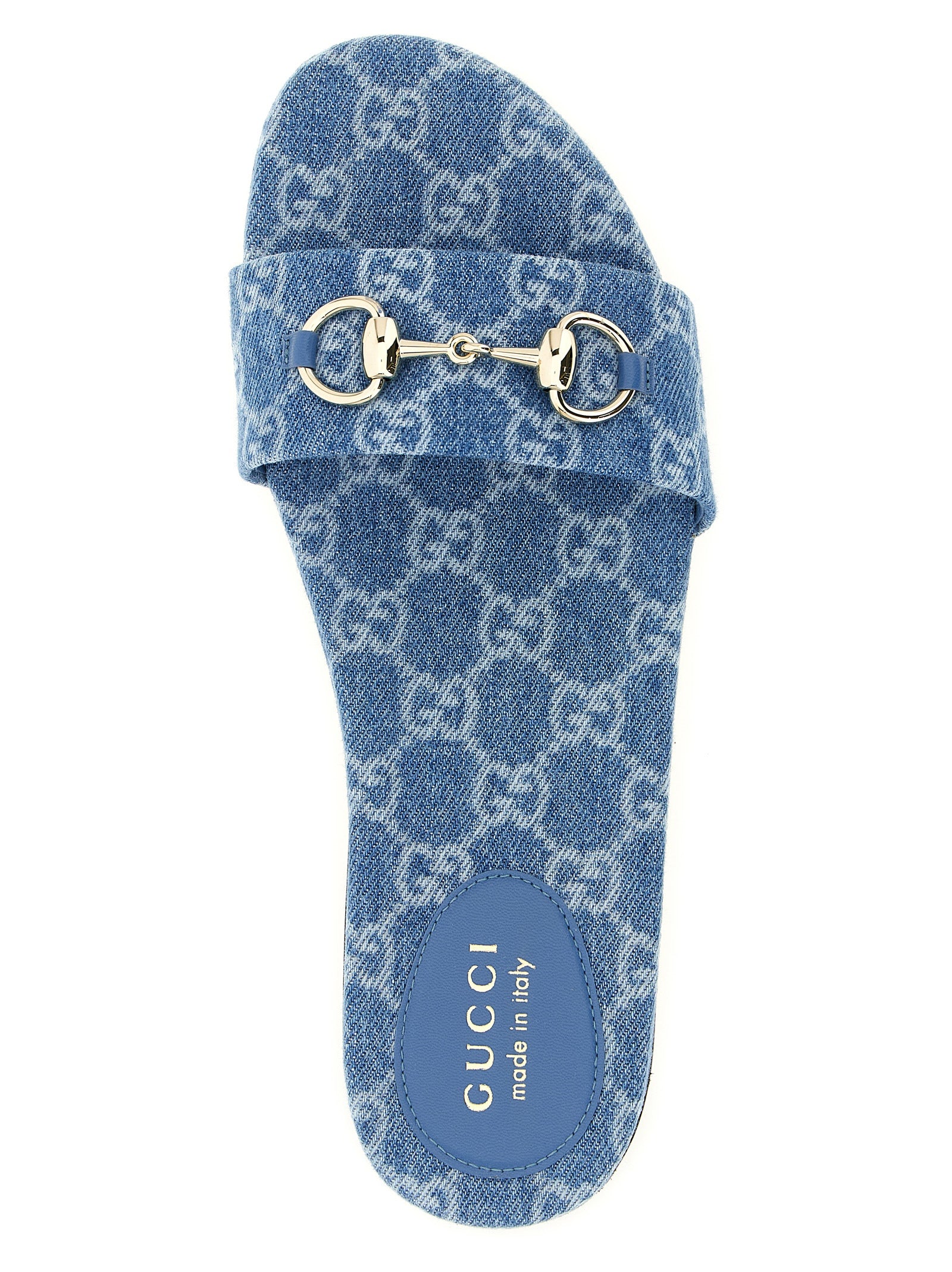 Gucci Blue Cotton Slides