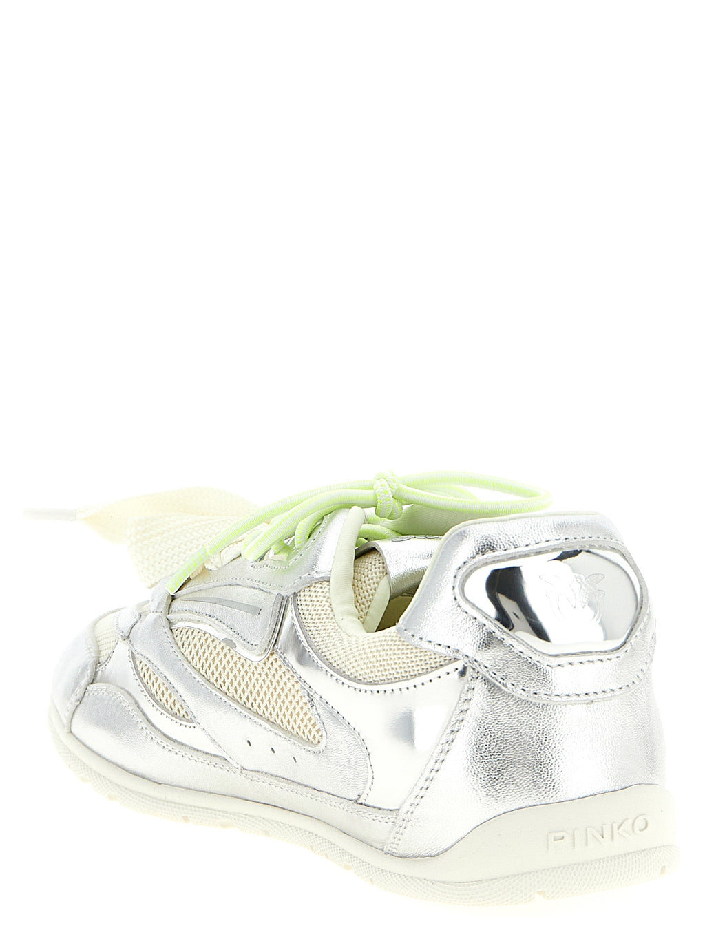 PINKO Silver Leather Athletic Sneakers