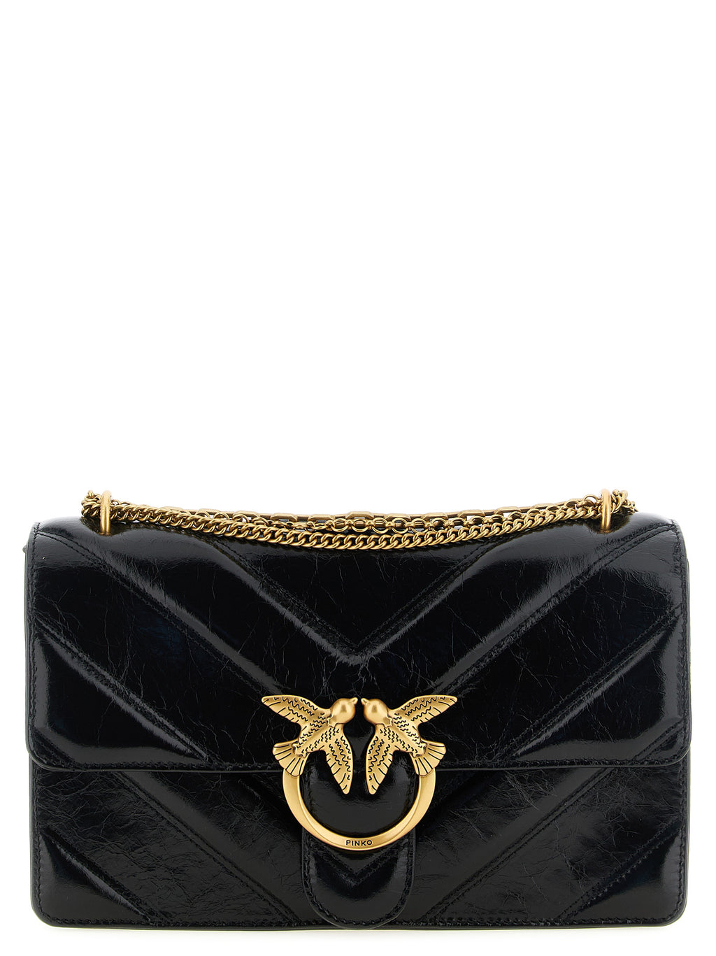 PINKO Black Calfskin Shoulder Bag