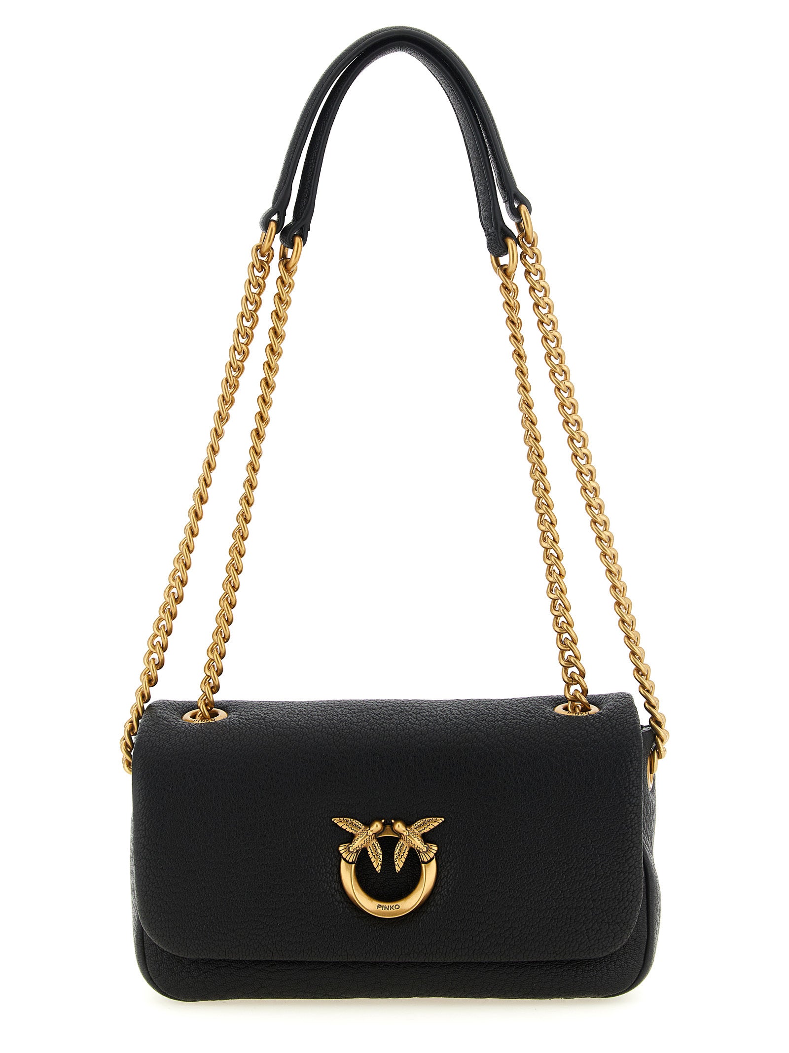 PINKO Black Lamb Leather Shoulder Bag