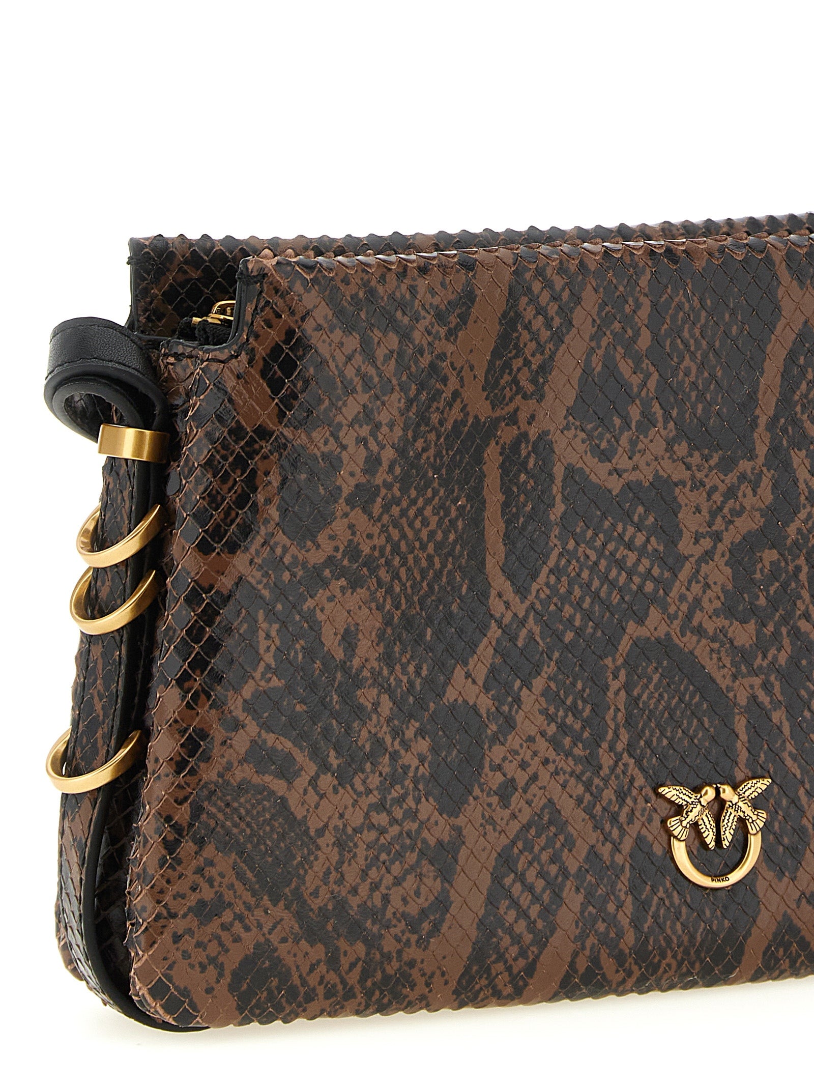 PINKO Brown Calfskin Crossbody Bag