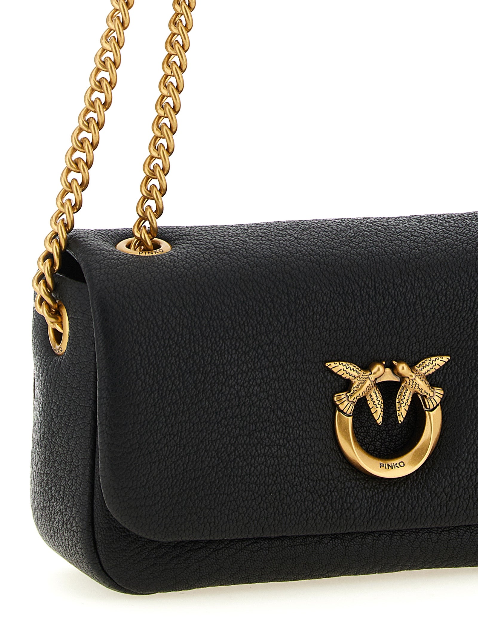 PINKO Black Lamb Leather Shoulder Bag