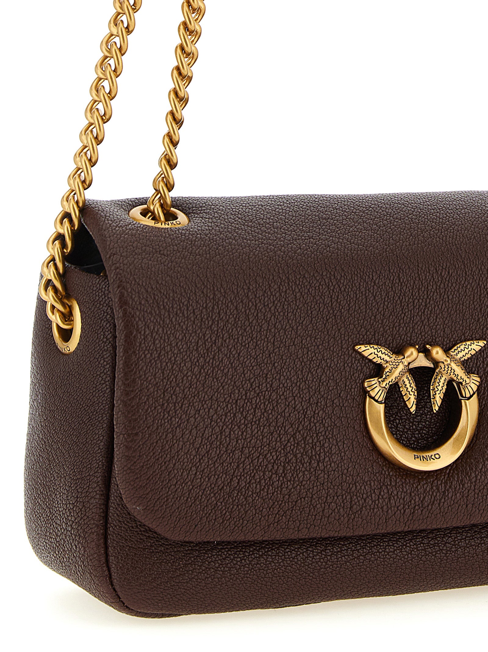 PINKO Brown Lamb Leather Shoulder Bag