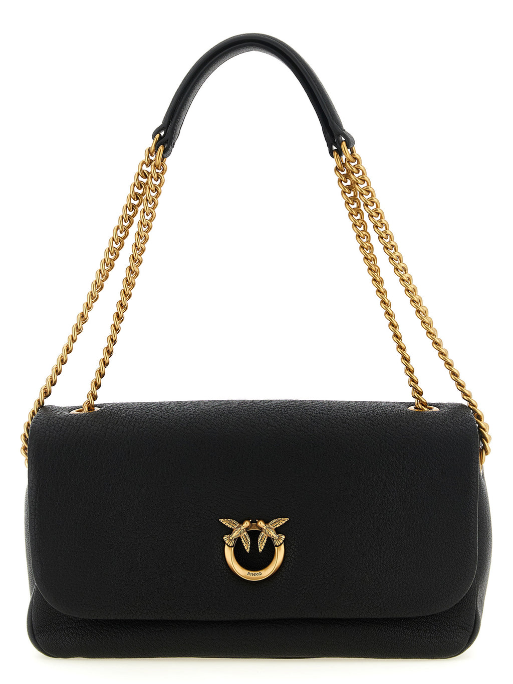 PINKO Black Lamb Leather Shoulder Bag