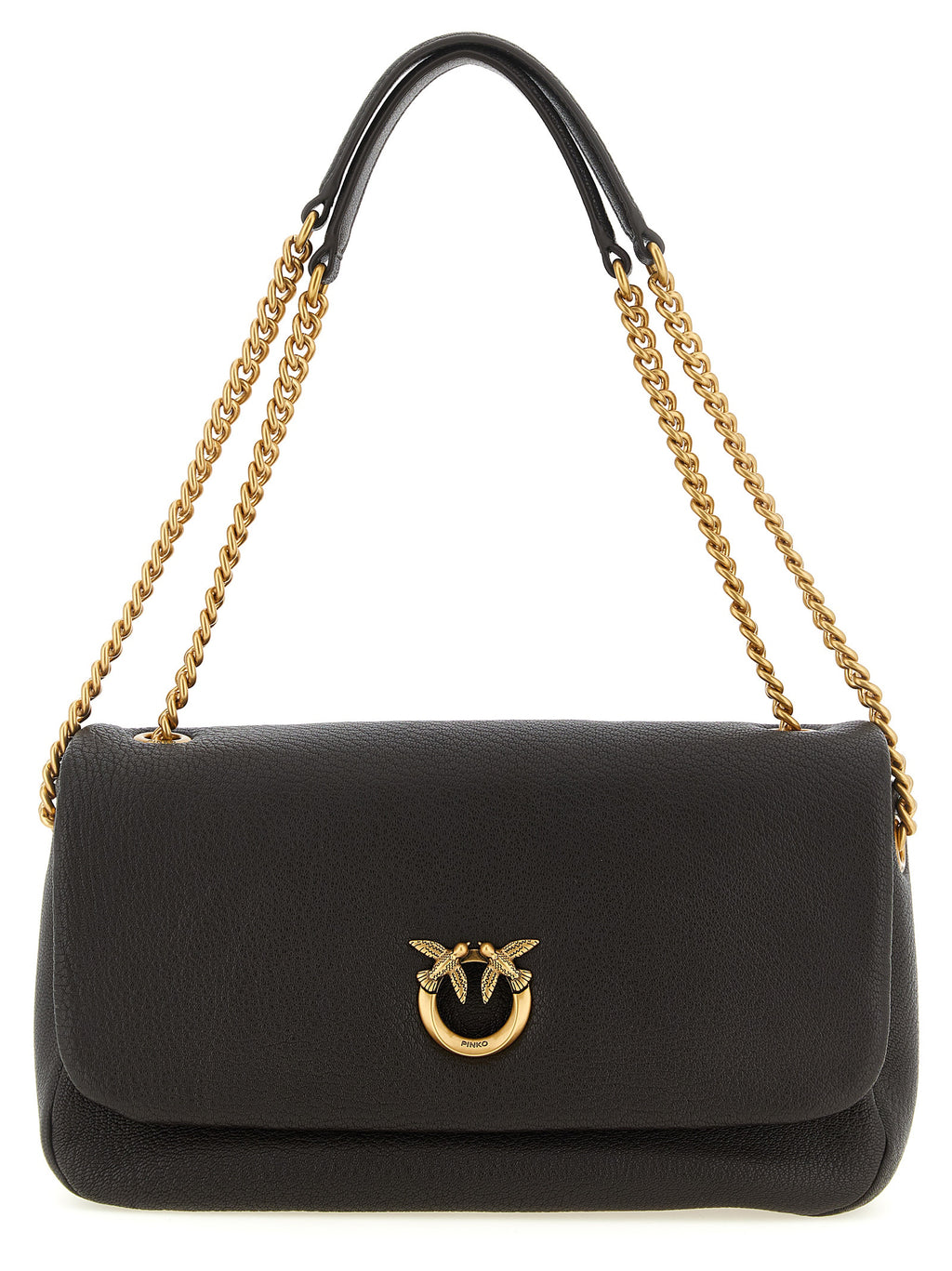 PINKO Brown Lamb Leather Shoulder Bag