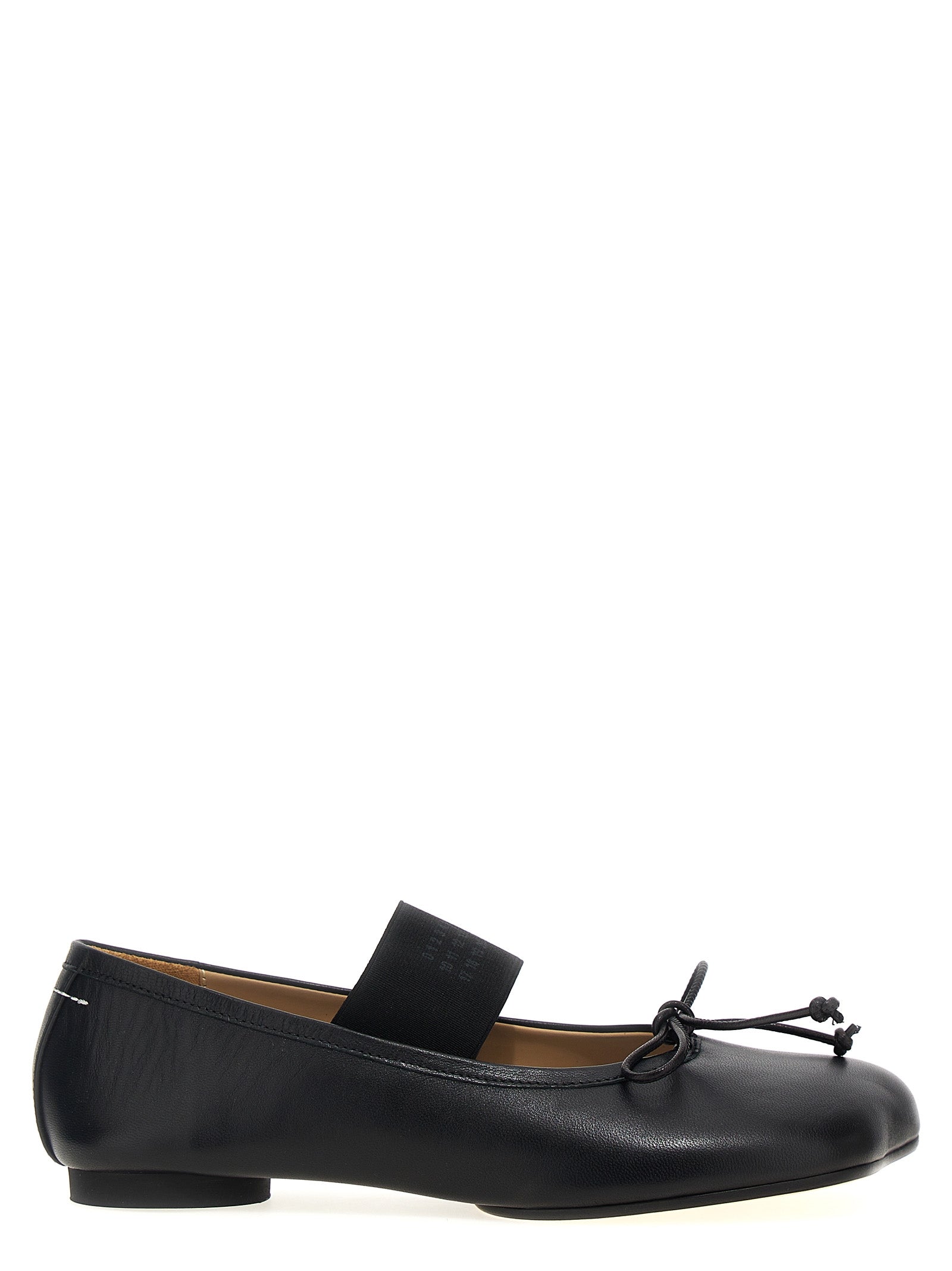 MM6 Maison Margiela Black Leather Ballet Flats