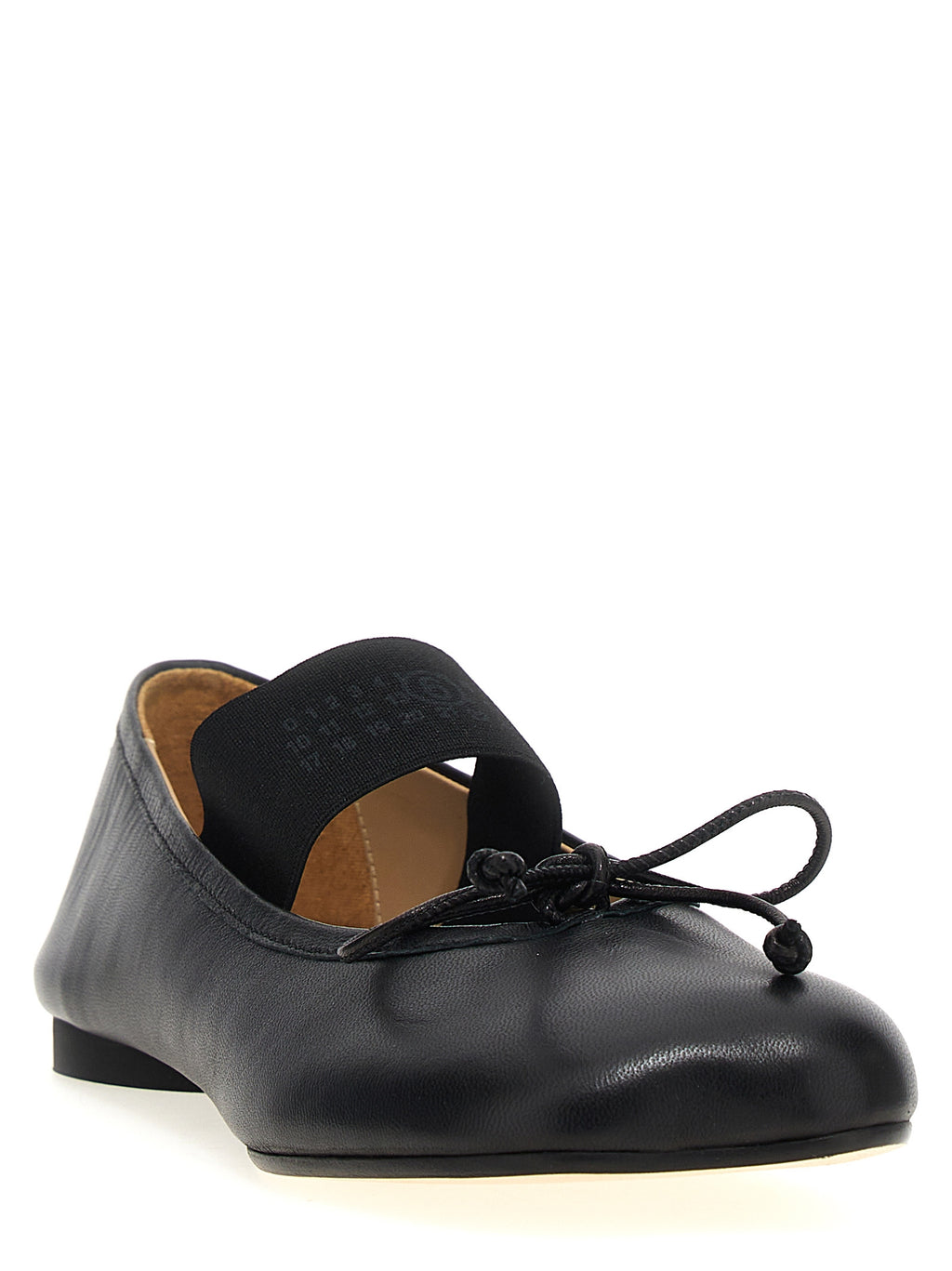 MM6 Maison Margiela Black Leather Ballet Flats