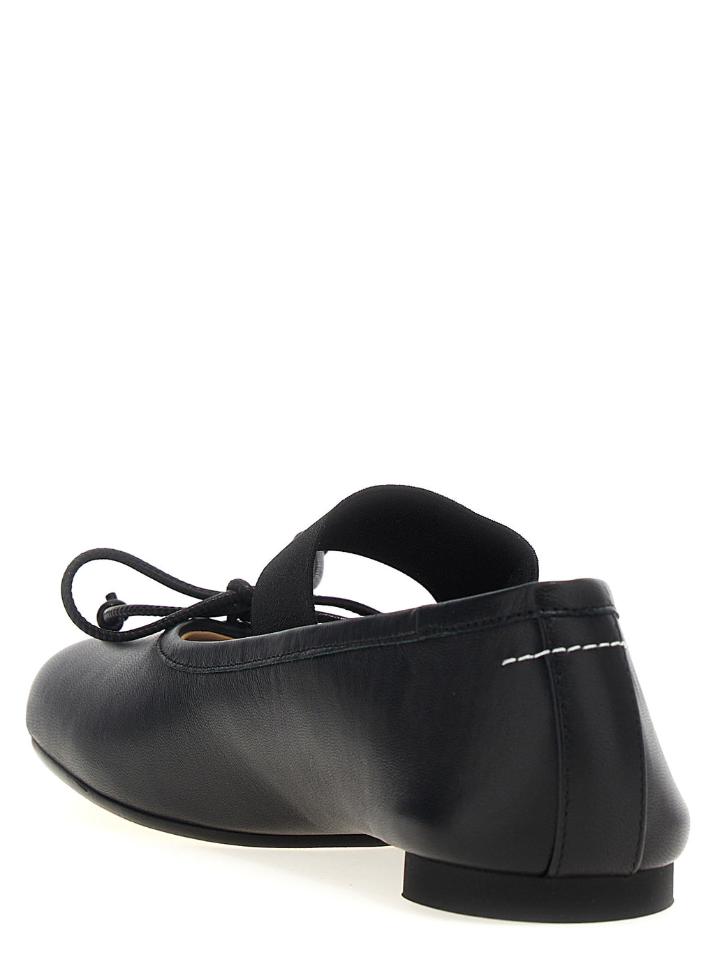 MM6 Maison Margiela Black Leather Ballet Flats