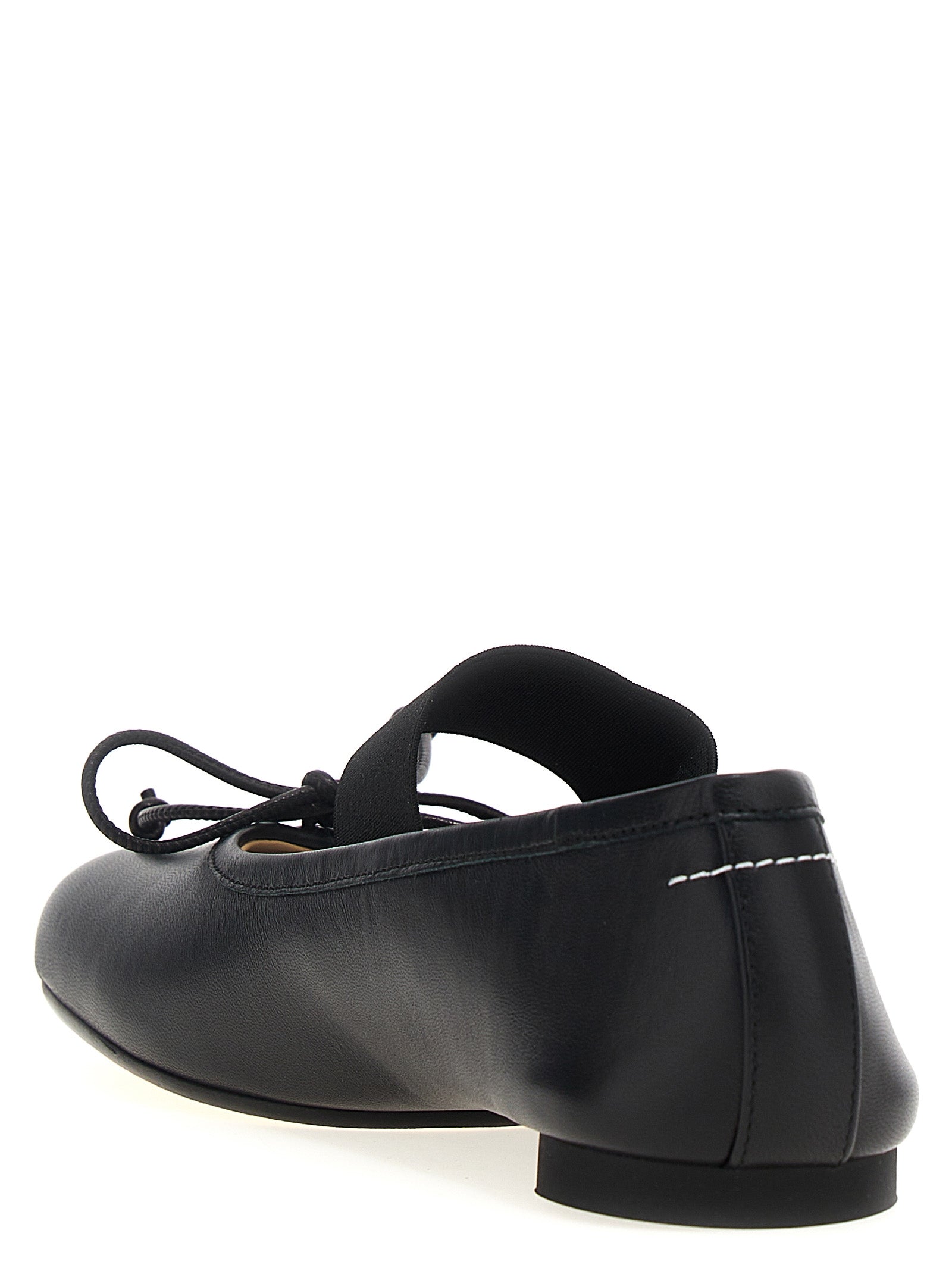 MM6 Maison Margiela Black Leather Ballet Flats