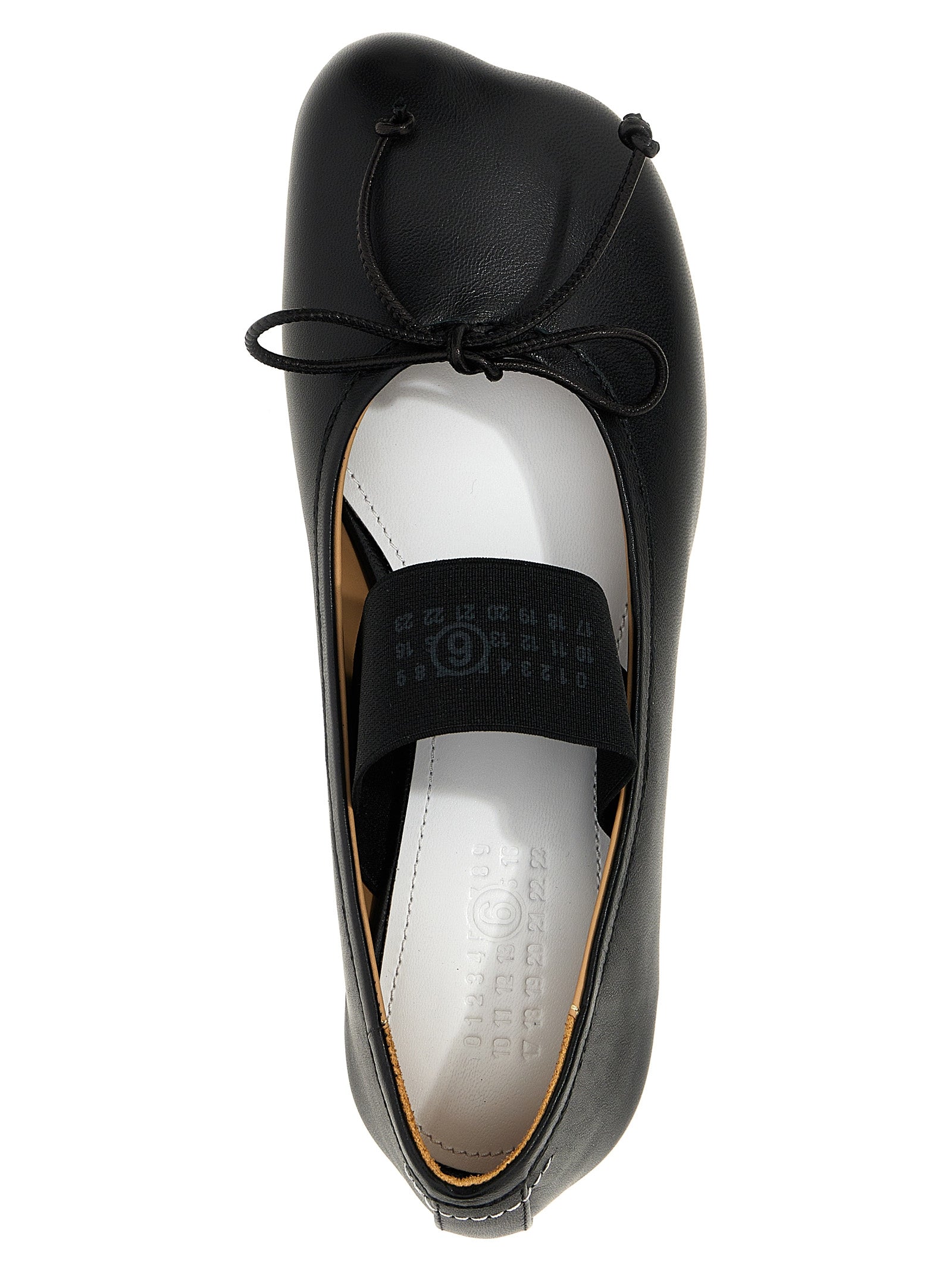 MM6 Maison Margiela Black Leather Ballet Flats