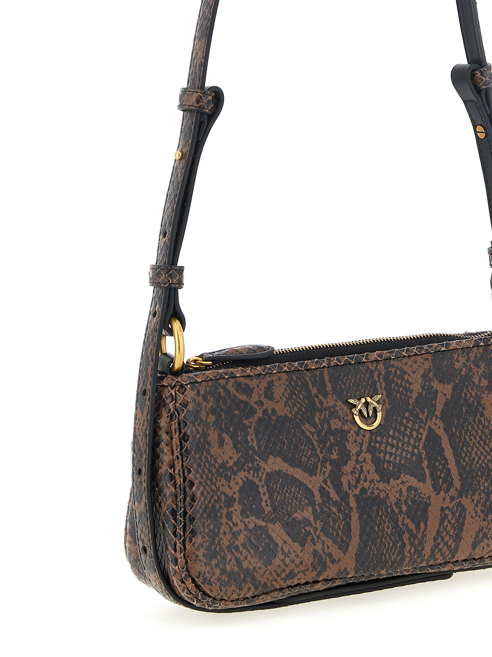 PINKO Brown Calfskin Crossbody Bag