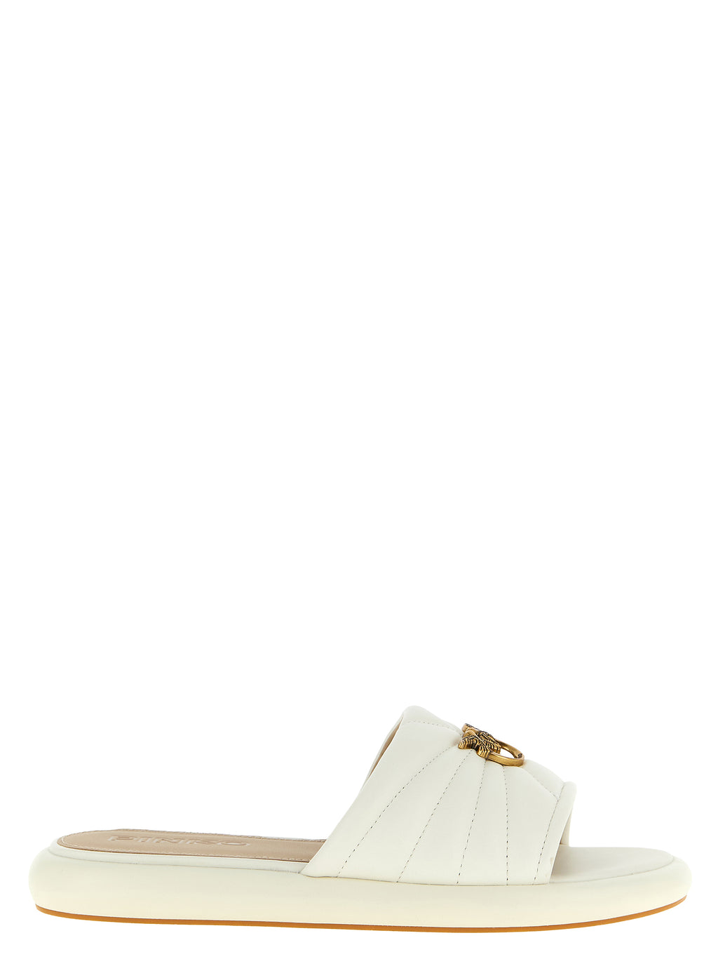 PINKO White Lambskin Slides