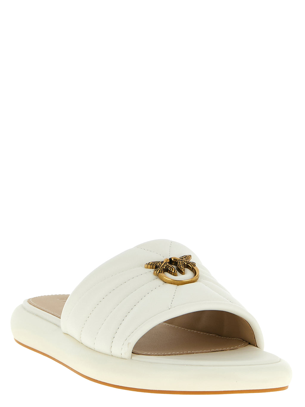 PINKO White Lambskin Slides