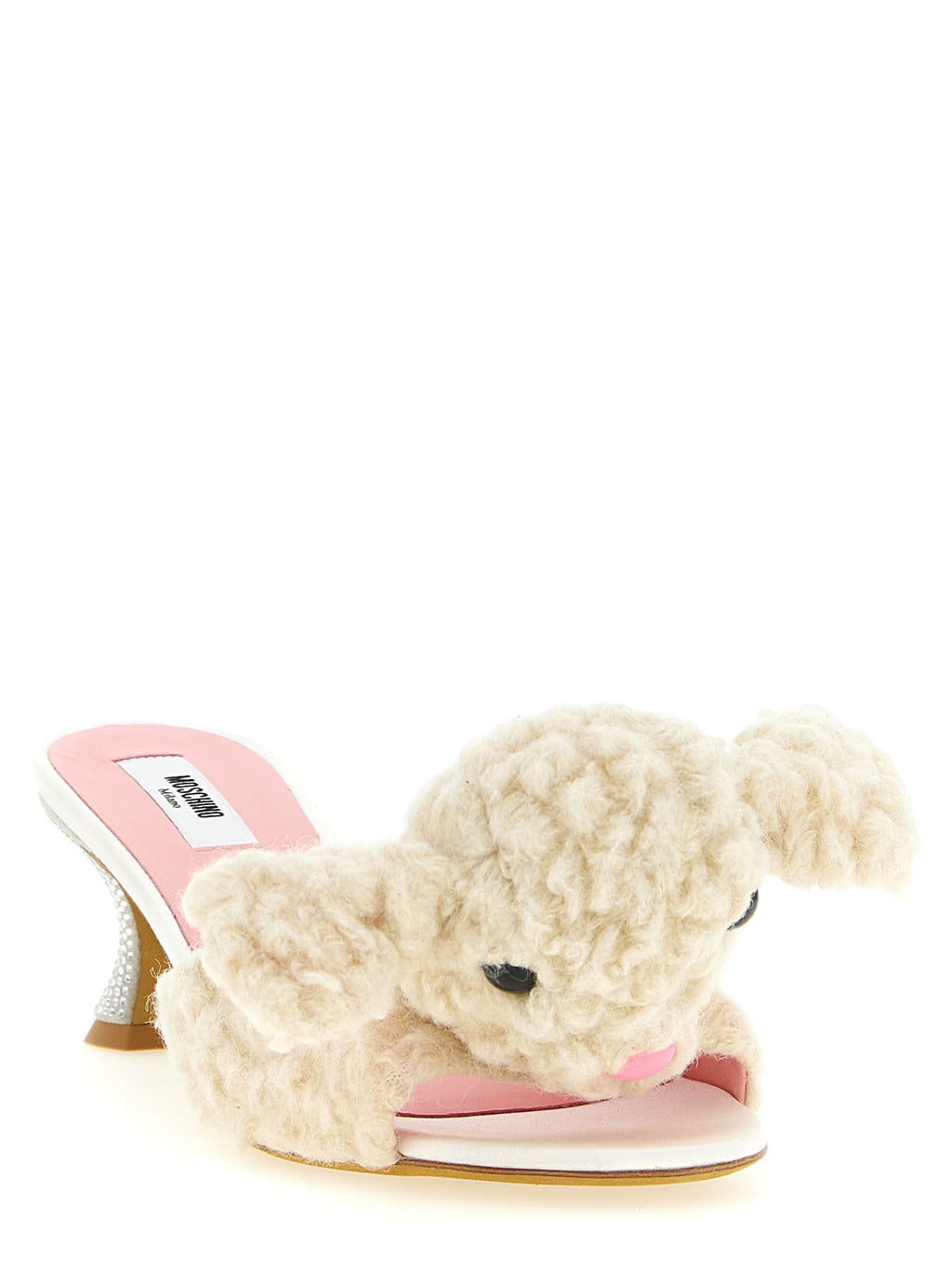 Moschino White Virgin Wool Mules