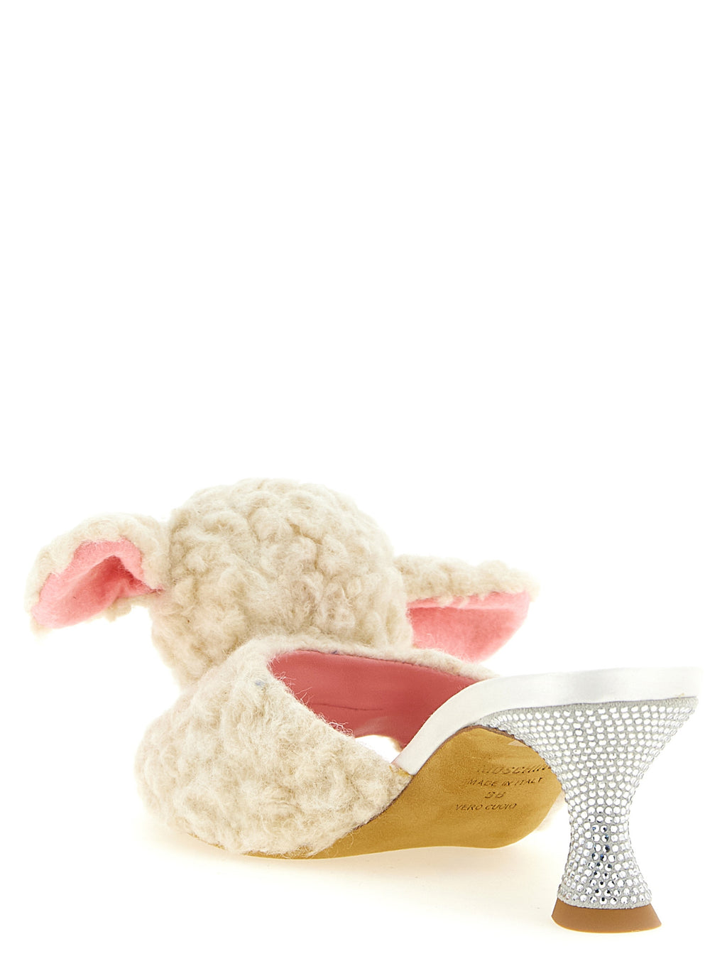 Moschino White Virgin Wool Mules