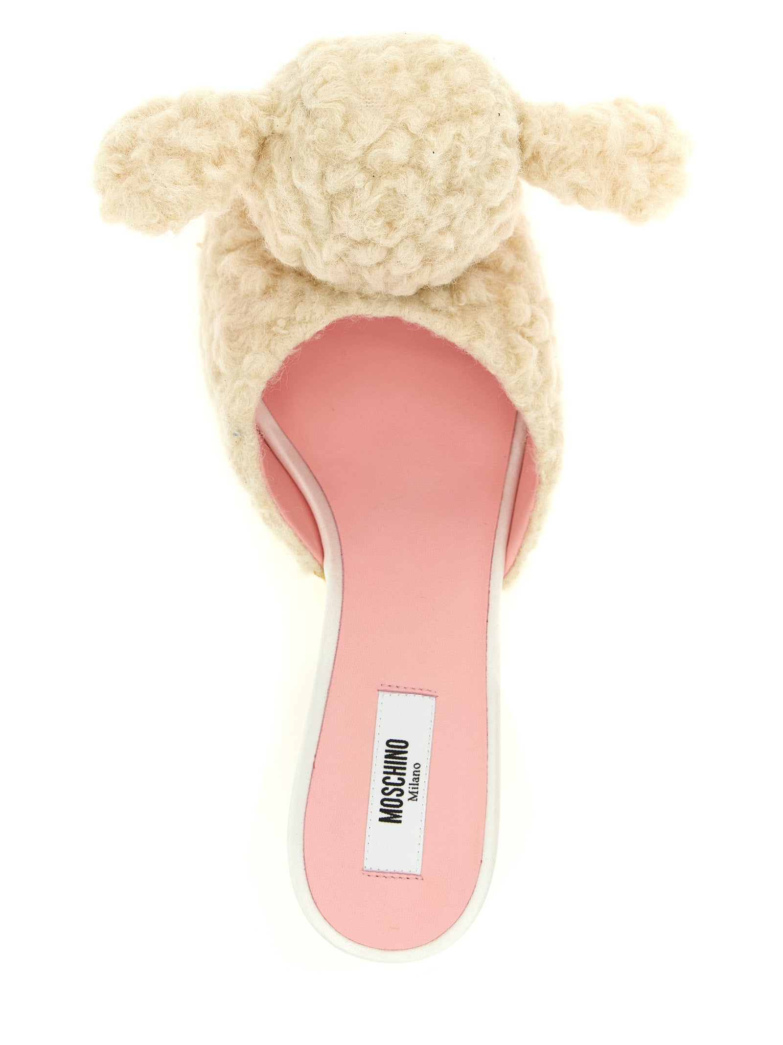 Moschino White Virgin Wool Mules
